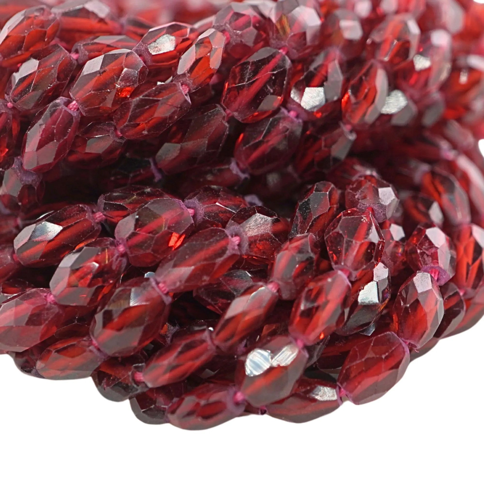 Red Garnet Faceted Oval Shape Gemstone Stands Beads