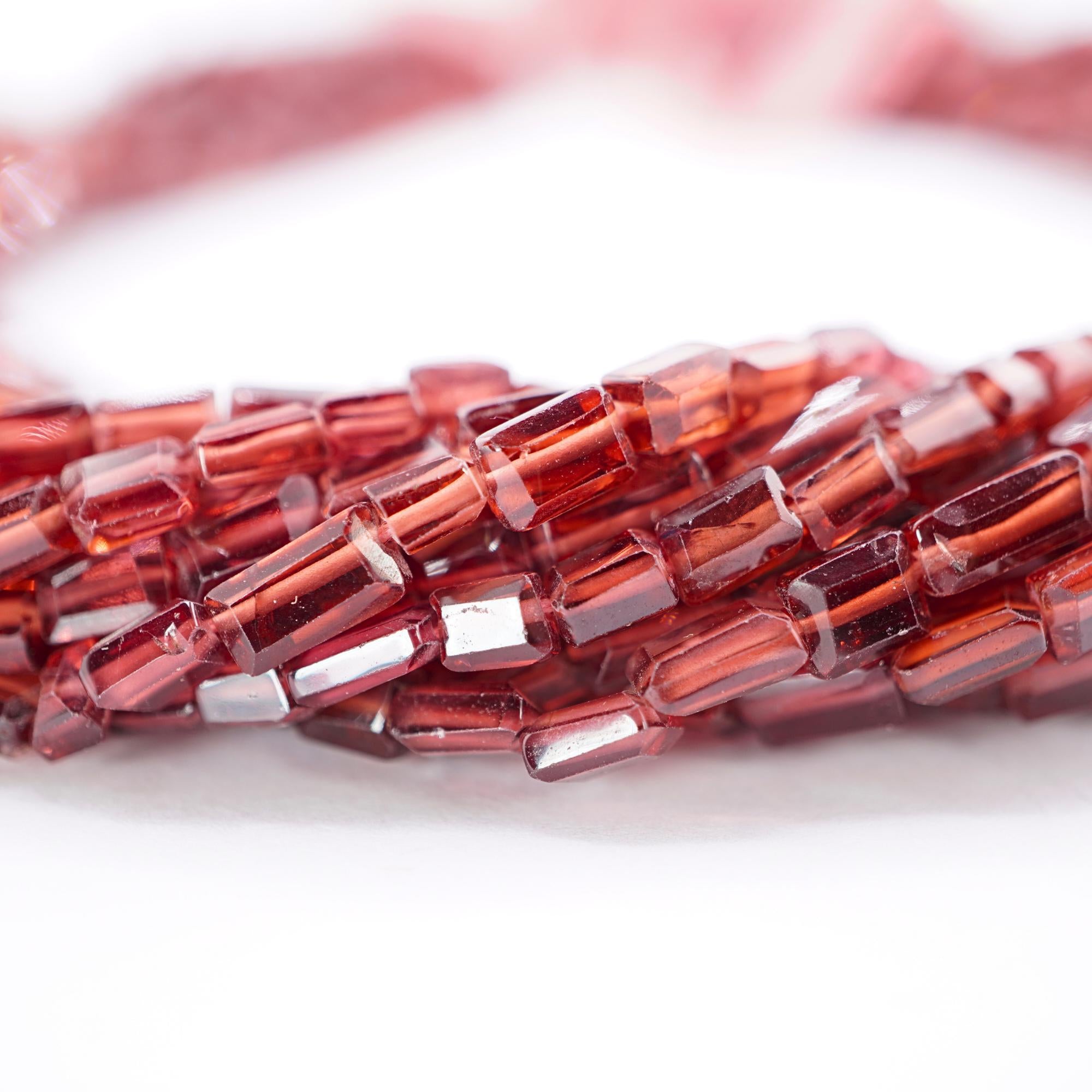 Red Garnet Faceted Rectangle Shape Gemstone Strand Beads