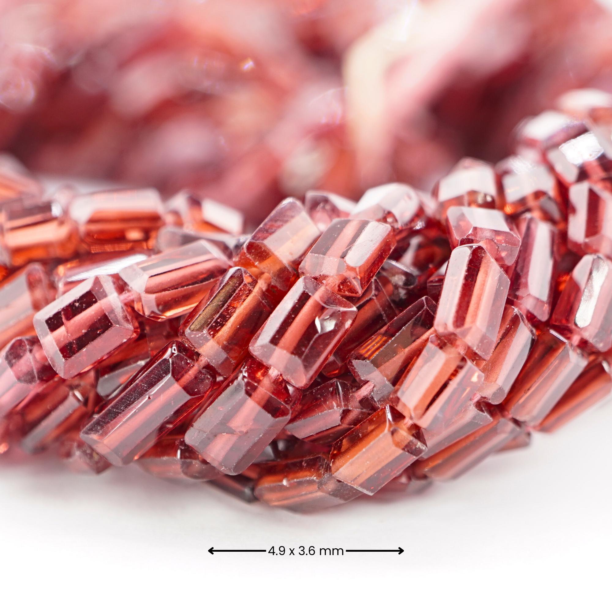 Red Garnet Faceted Rectangle Shape Gemstone Strand Beads