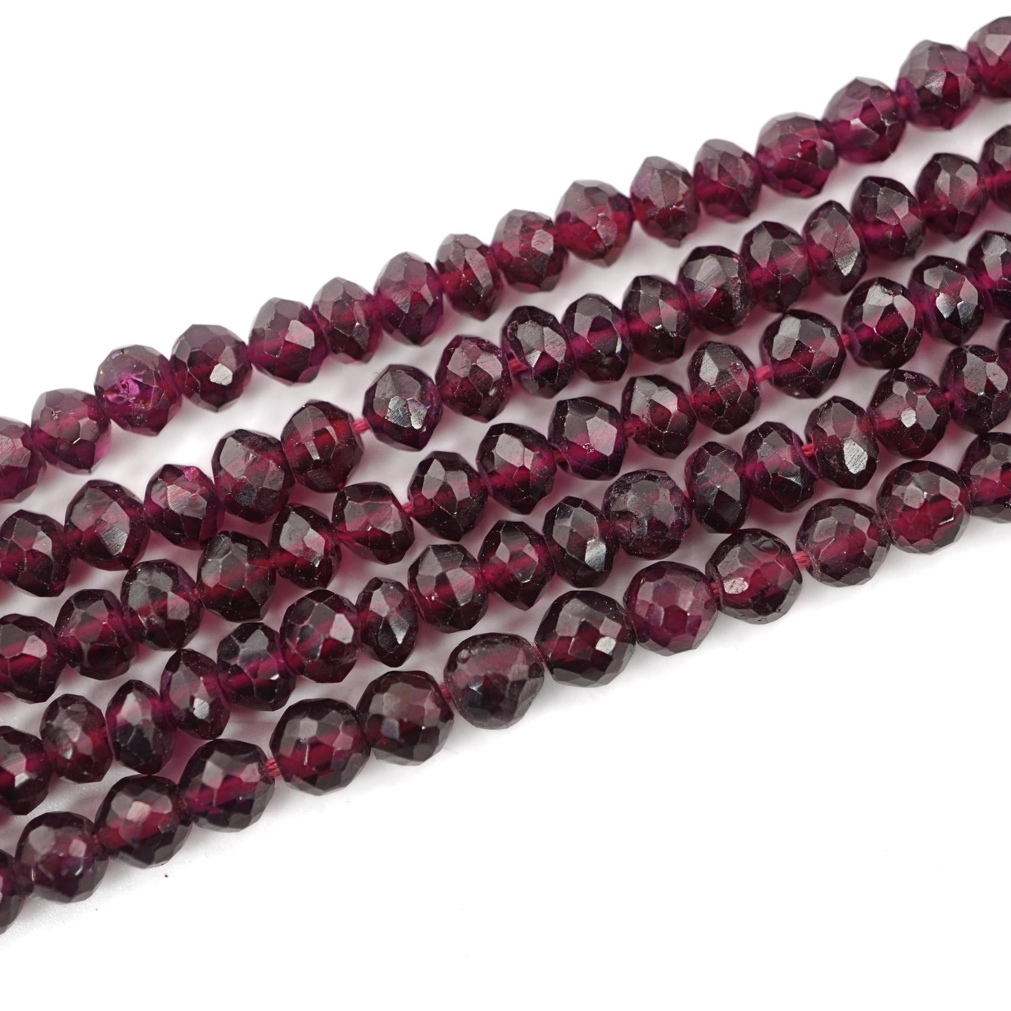 Red Garnet Faceted Rondelle Shape Gemstone Strand Beads