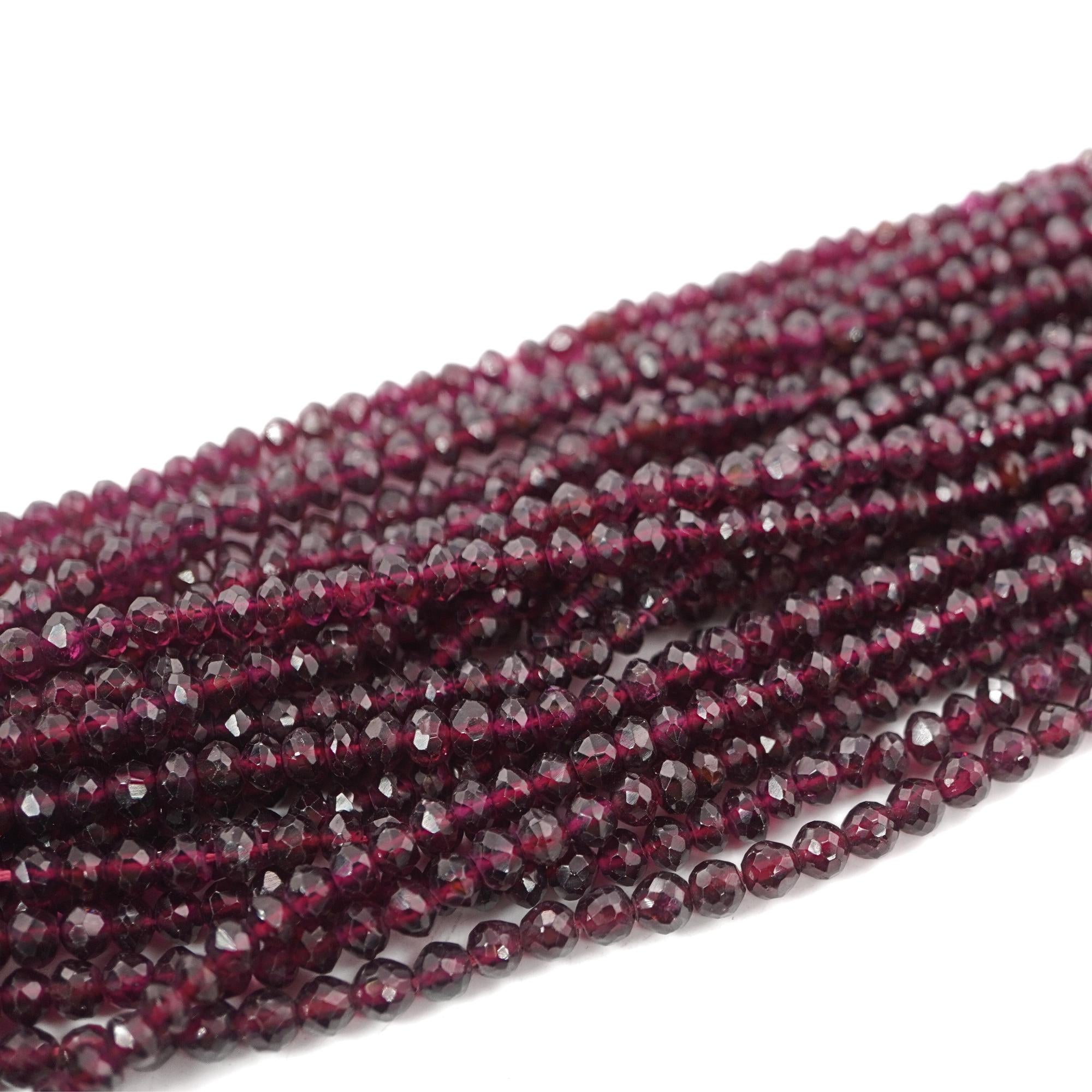Red Garnet Faceted Rondelle Shape Gemstone Strand Beads