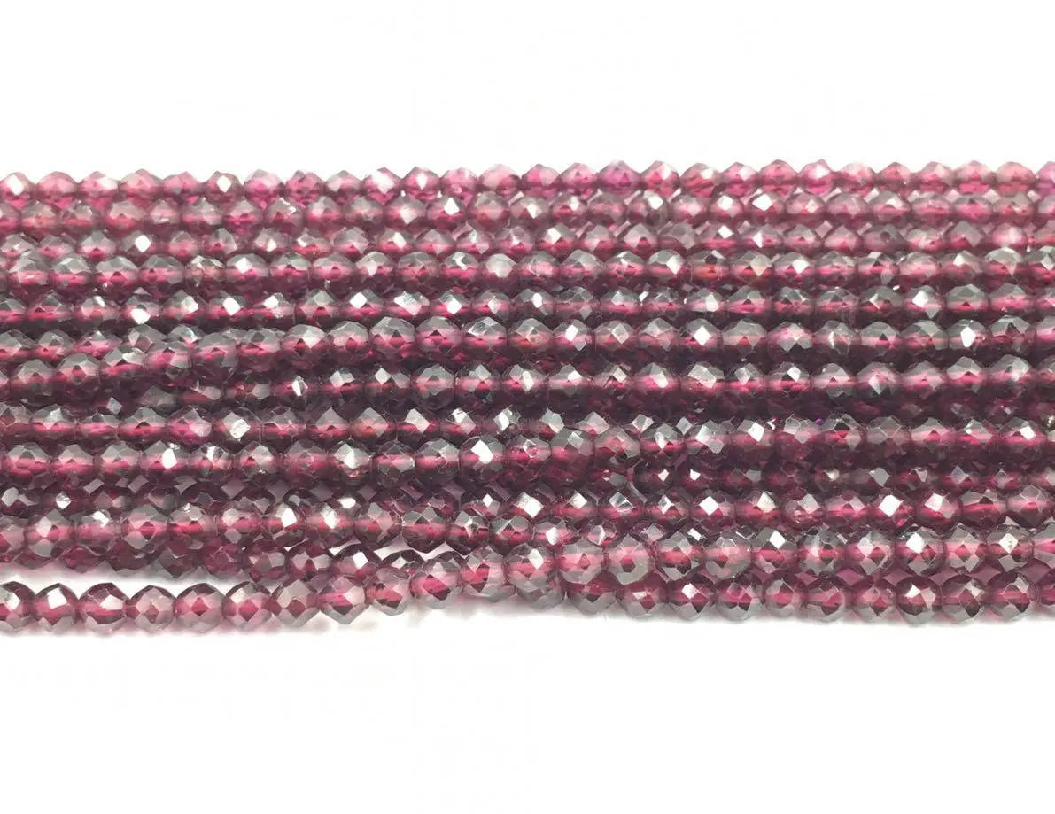 Red Garnet Faceted Round Shape Gemstone Strand Beads