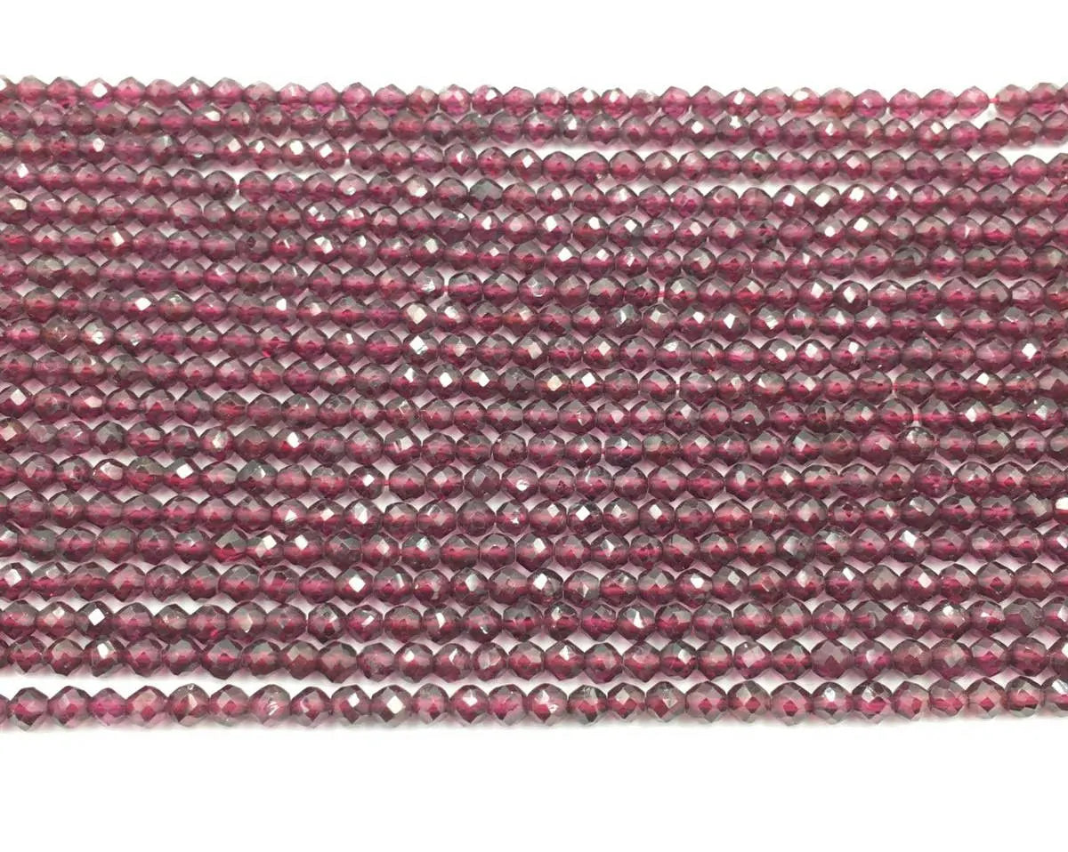 Red Garnet Faceted Round Shape Gemstone Strand Beads