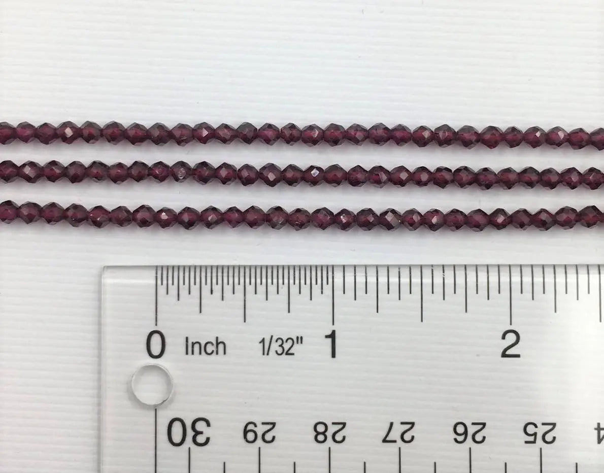 Red Garnet Faceted Round Shape Gemstone Strand Beads