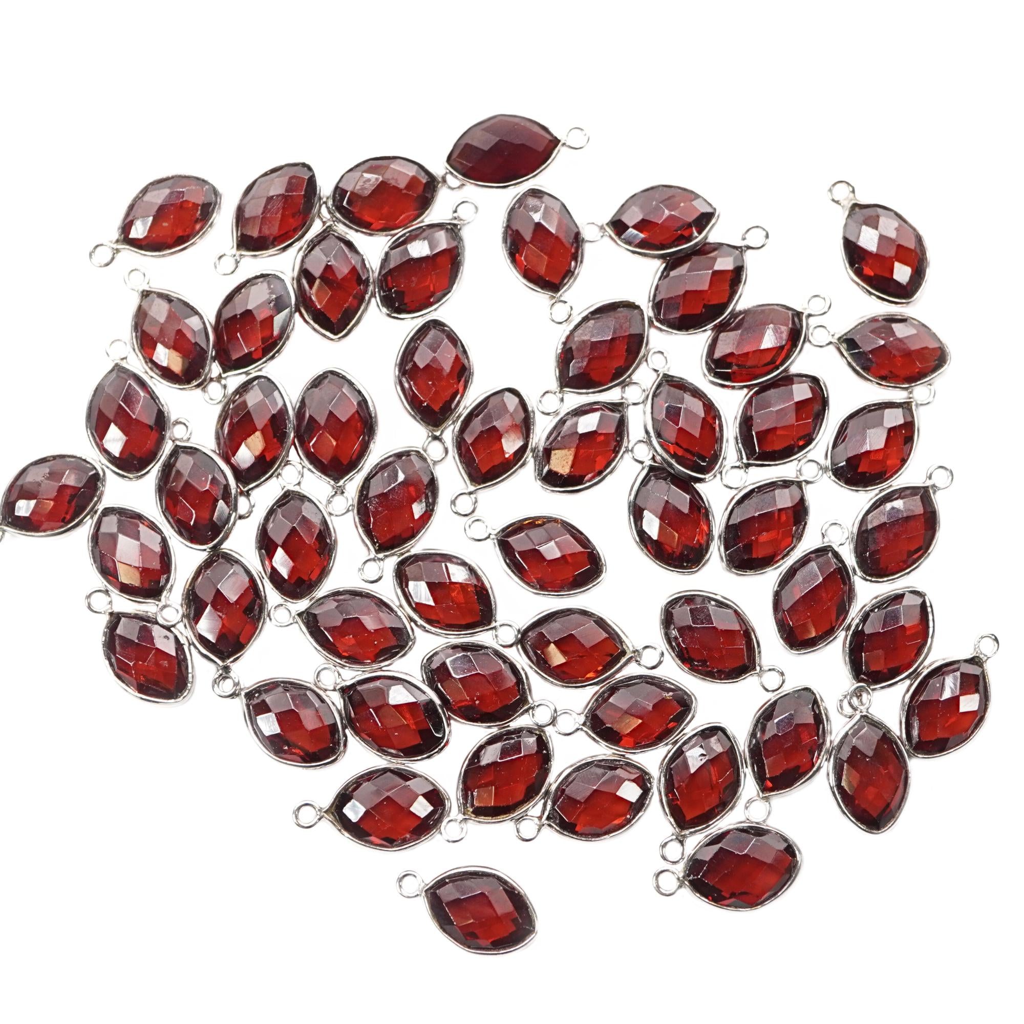 Garnet Marquise Gemstone Sterling Silver Bezel Findings Charm Pendant