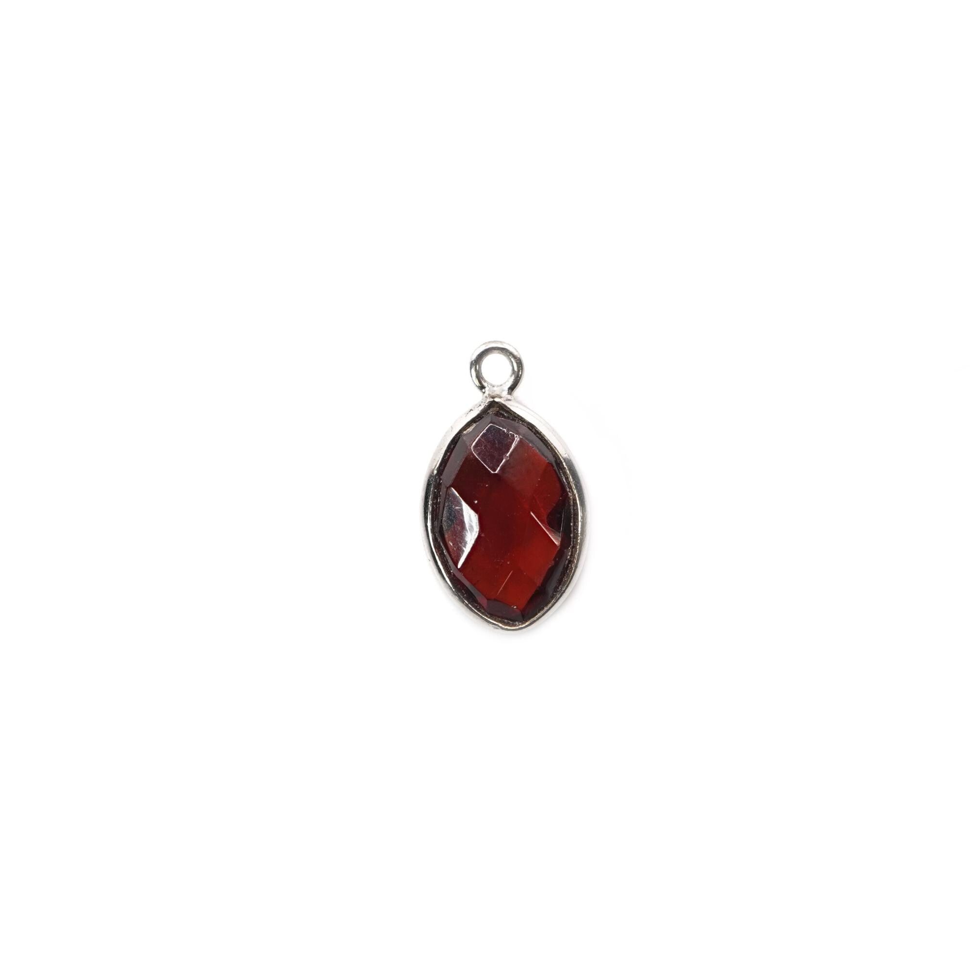 Garnet Marquise Gemstone Sterling Silver Bezel Findings Charm Pendant