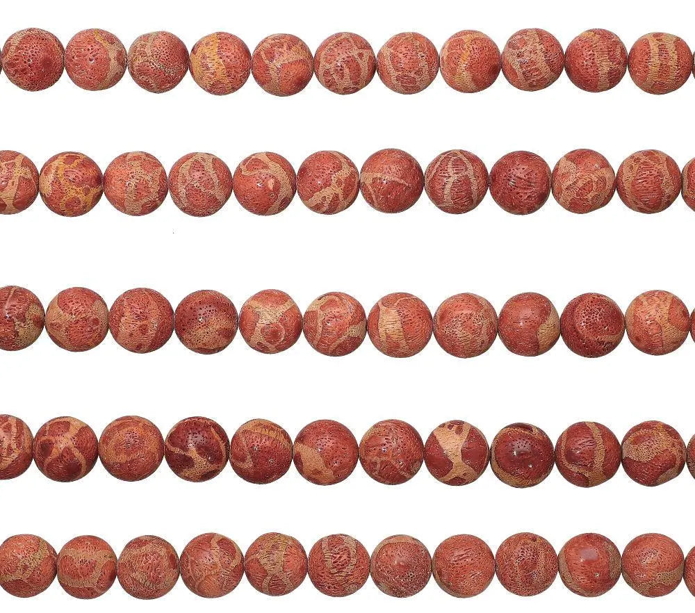 Red Sponge Coral Smooth Round Shape Gemstone Strand Beads