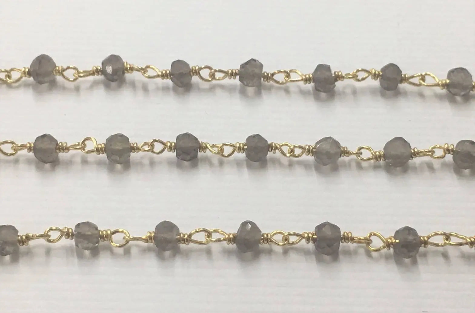 Rondelle gemstone chain smoky quartz