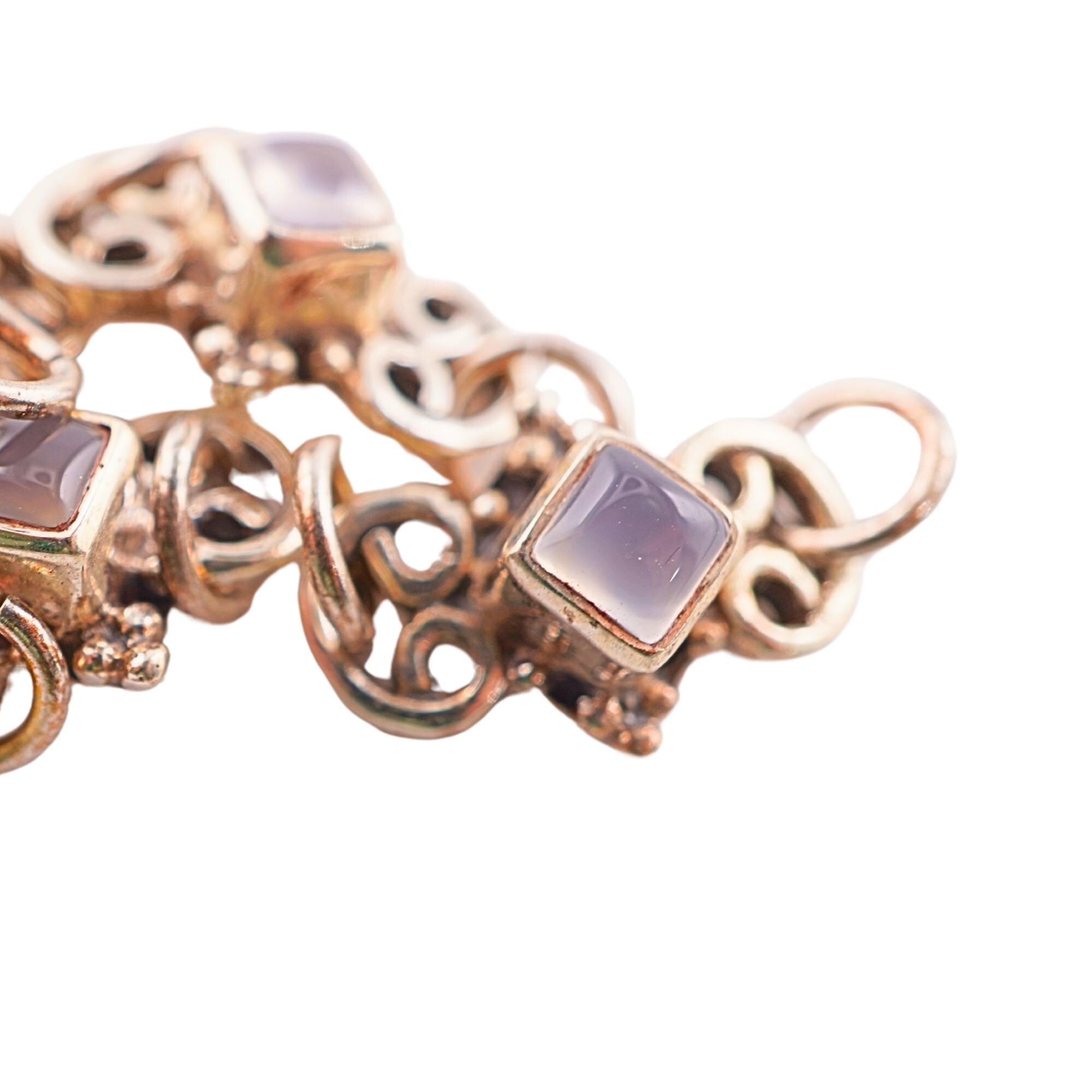 Rose Quartz Handmade Gemstone Sterling Silver Links, Oxidized Silver Charms Findings