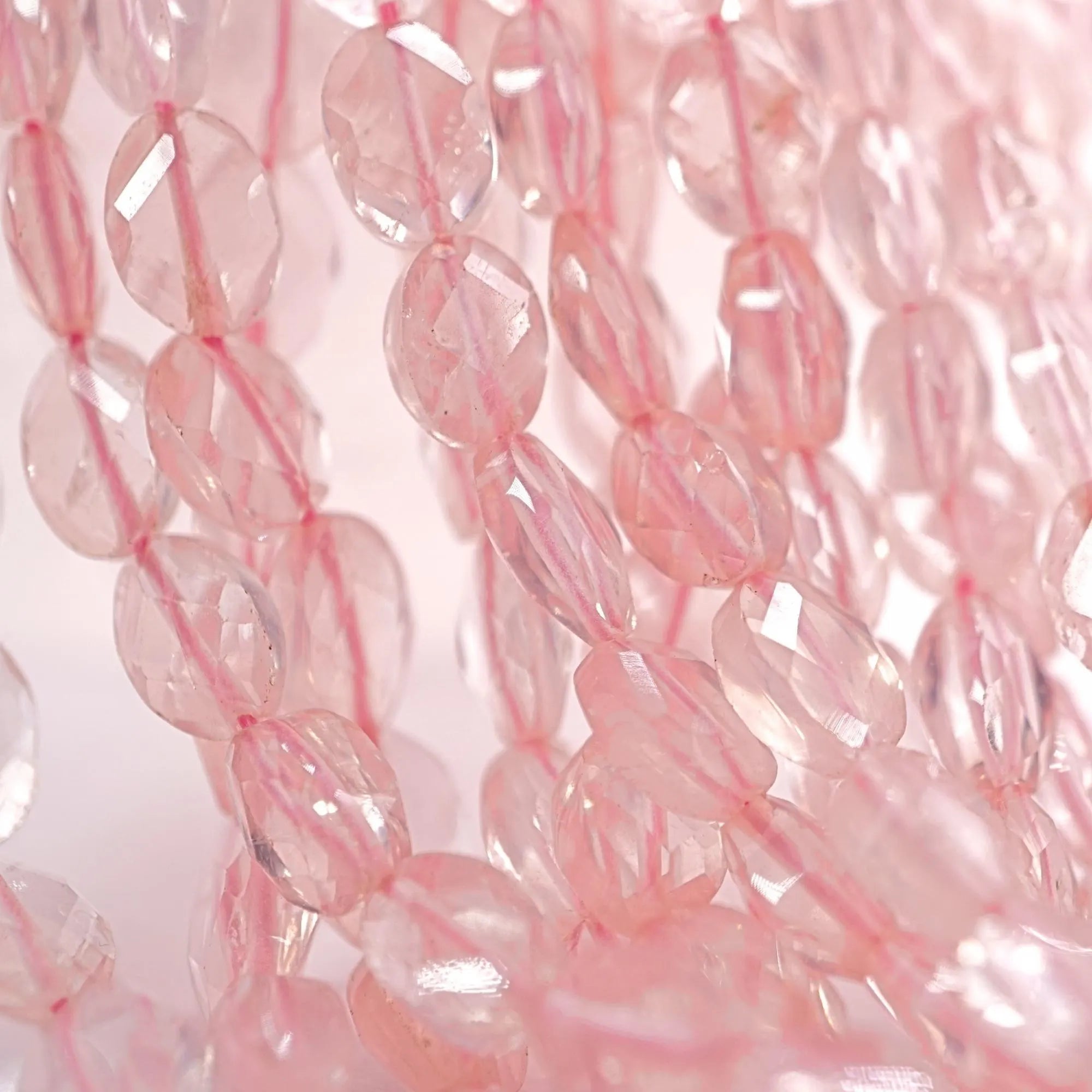 Rose Quartz Faceted Oval Shape Gemstone Strand Beads