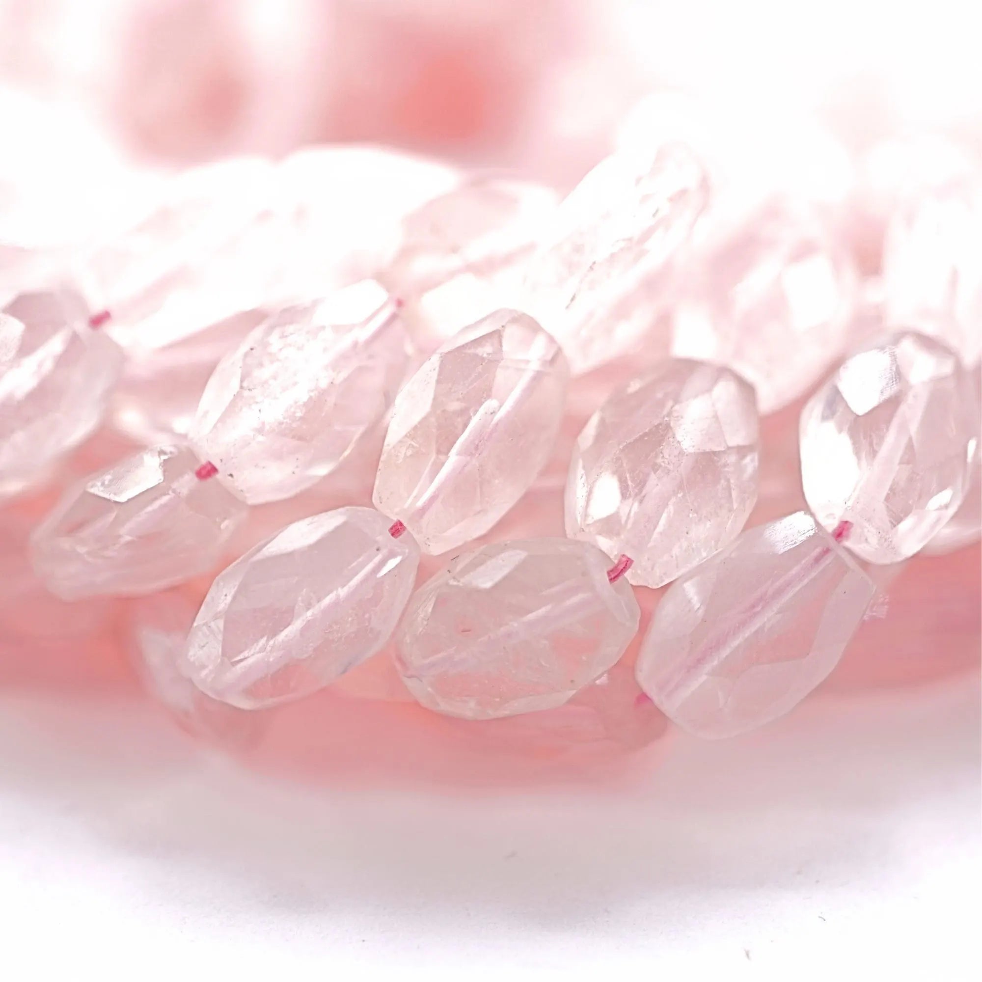 Rose Quartz Faceted Oval Shape Gemstone Strand Beads