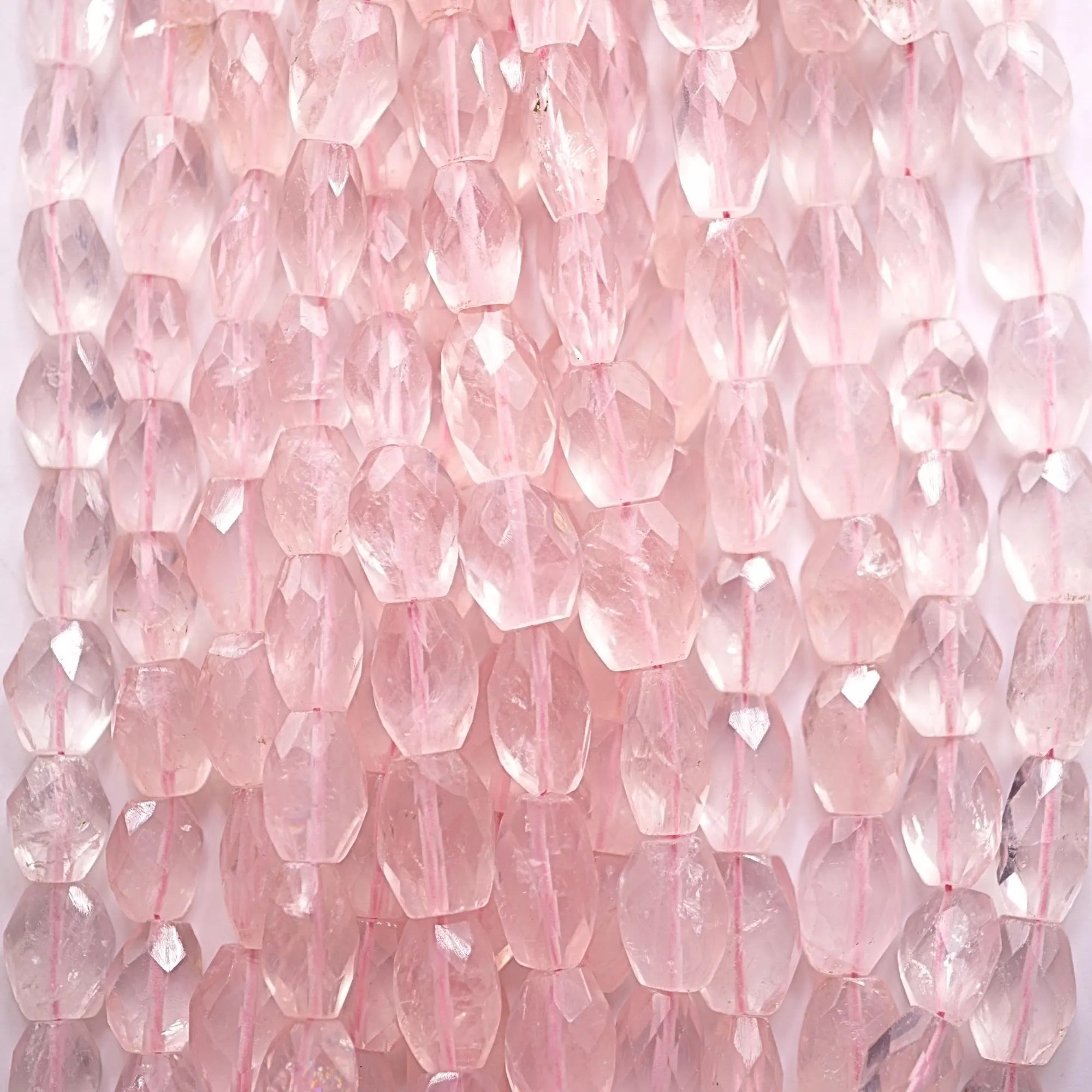 Rose Quartz Faceted Oval Shape Gemstone Strand Beads