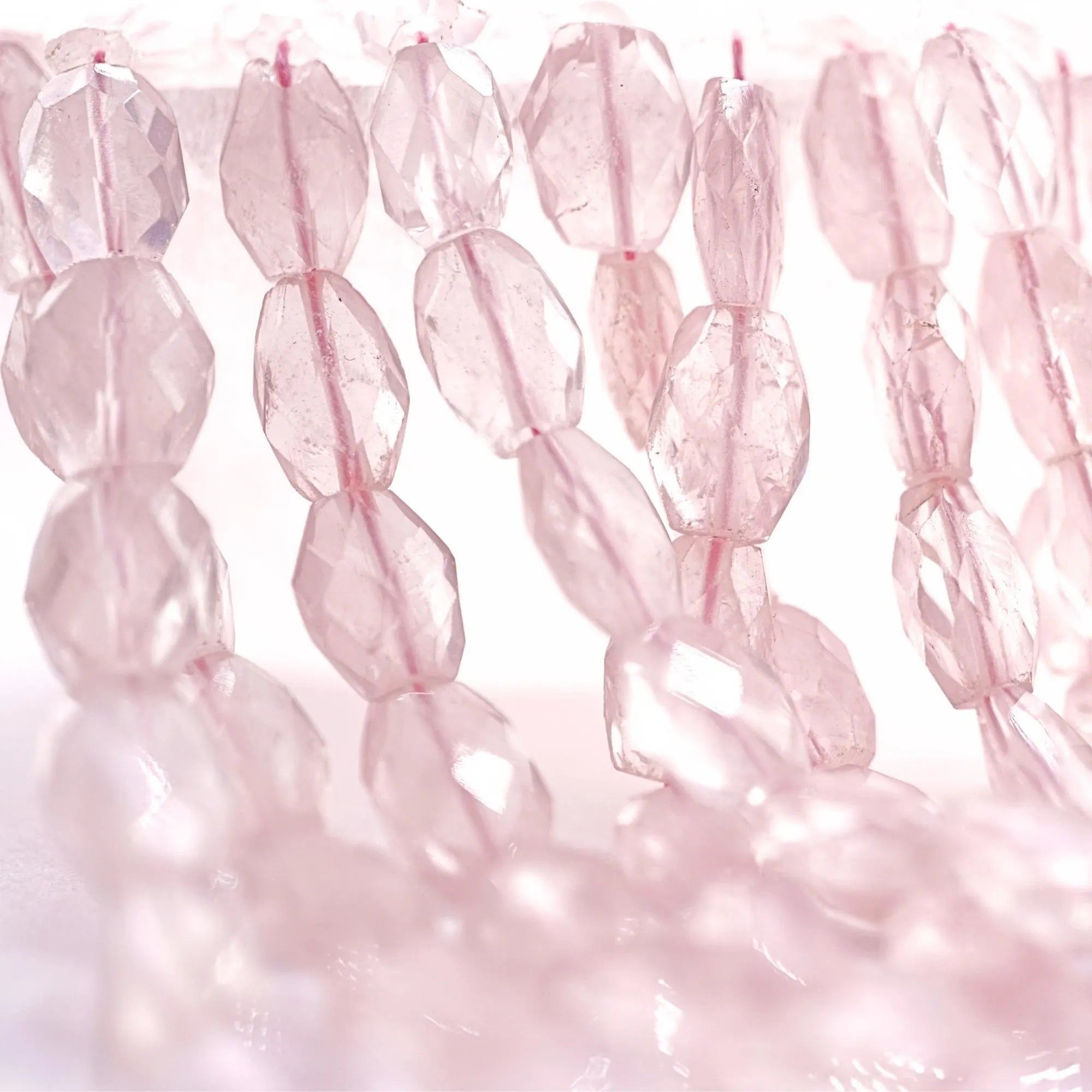 Rose Quartz Faceted Oval Shape Gemstone Strand Beads
