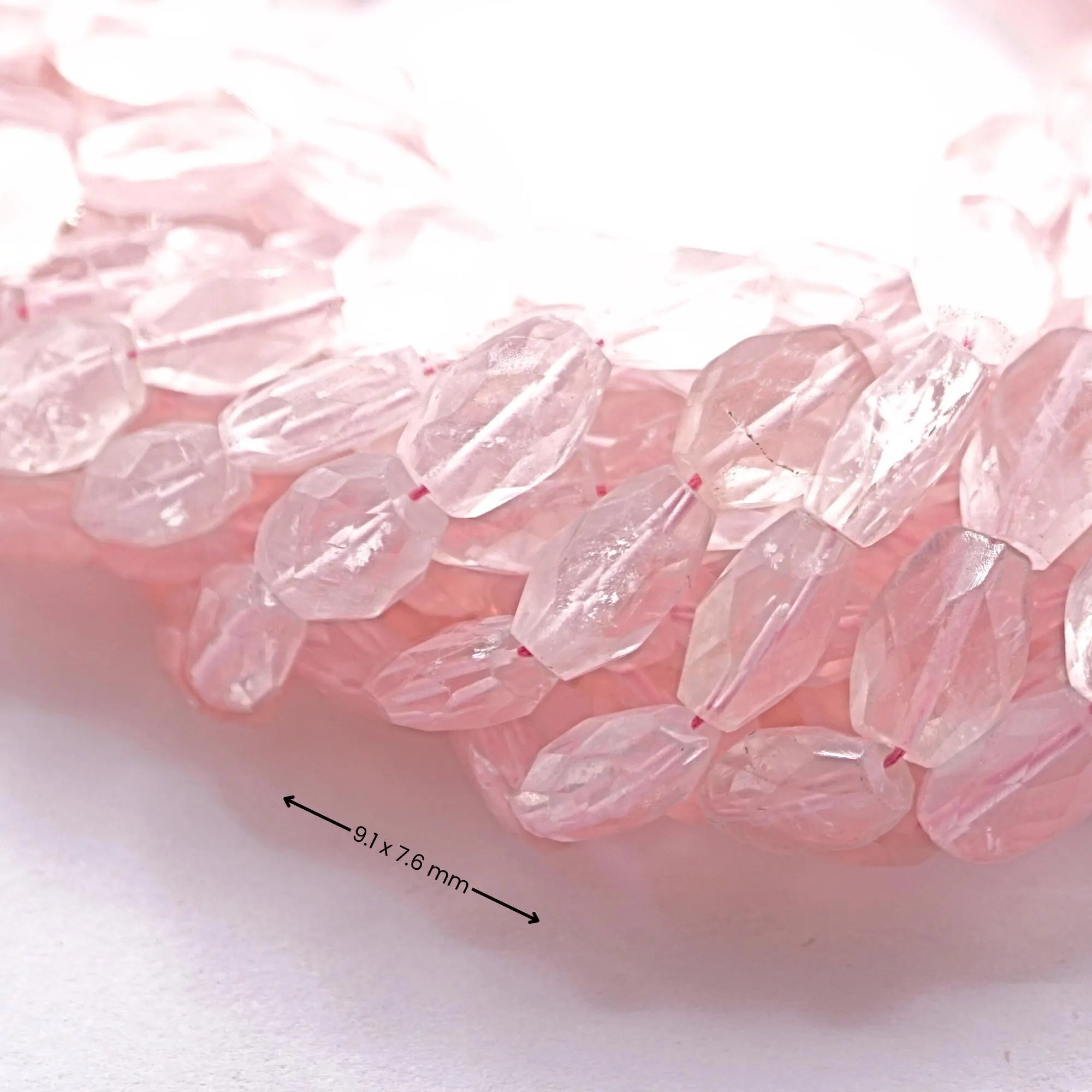 Rose Quartz Faceted Oval Shape Gemstone Strand Beads