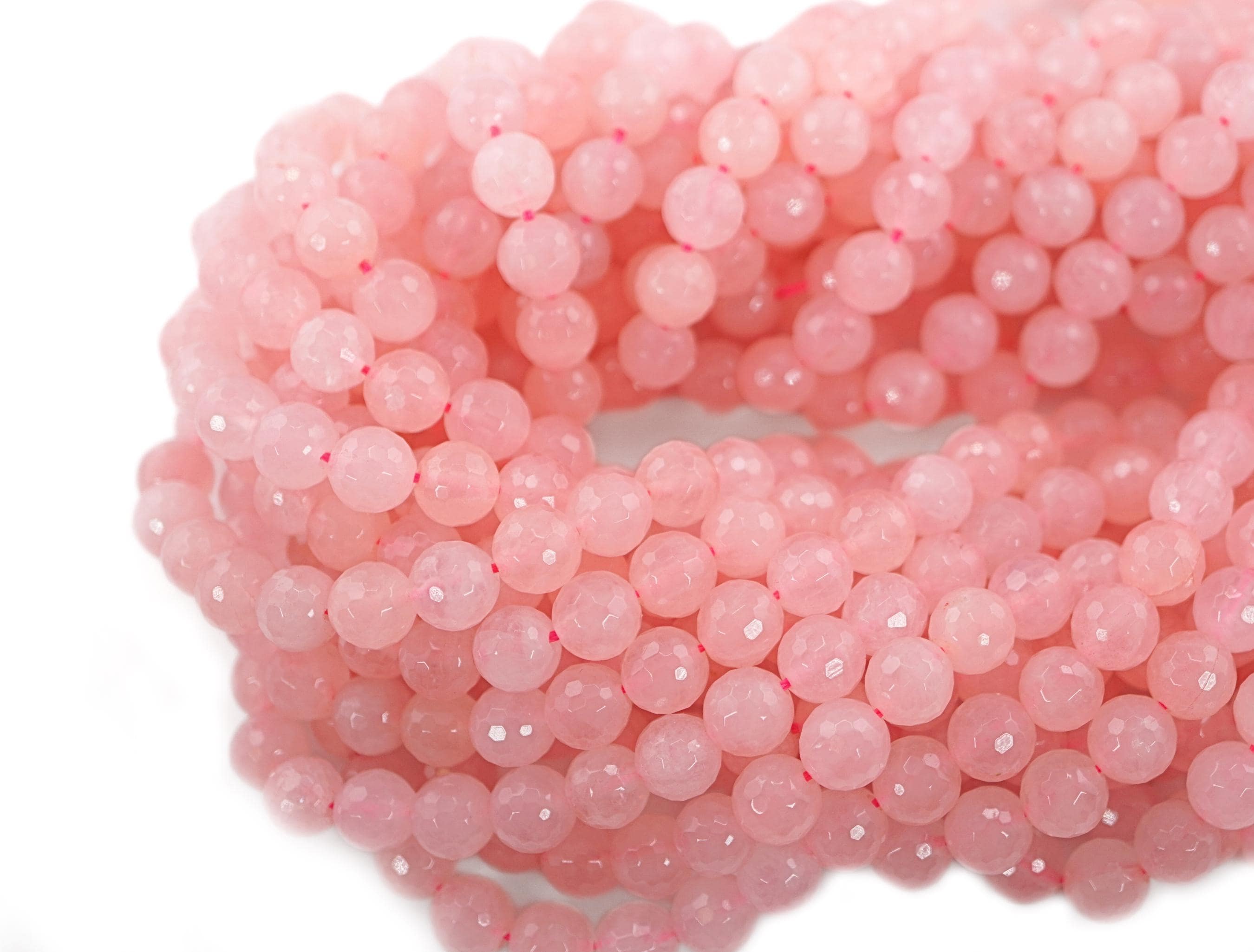Rose Quartz Faceted Round Shape Gemstone Strand Beads
