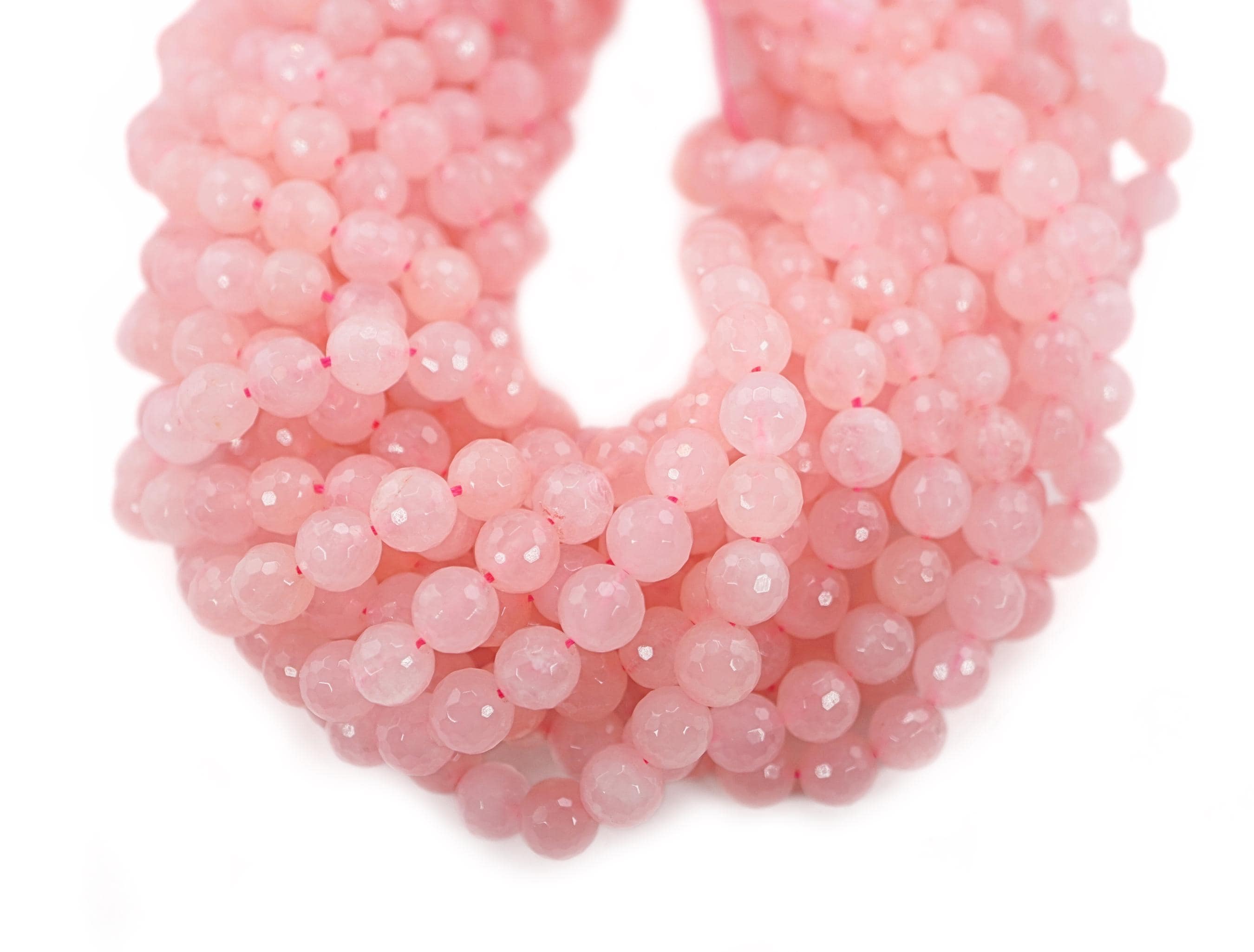 Rose Quartz Faceted Round Shape Gemstone Strand Beads