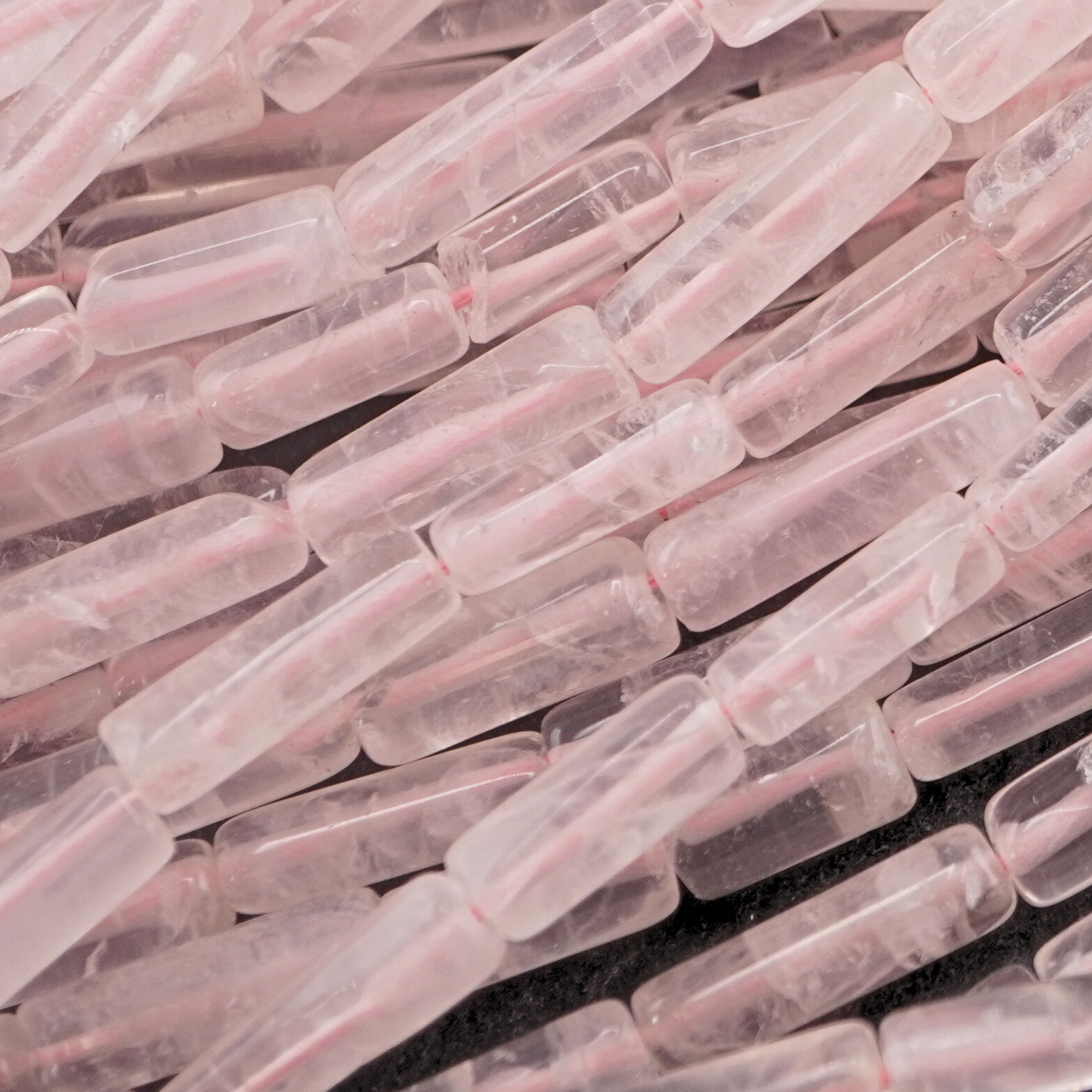 Rose Quartz Smooth Rectangle Shape Gemstone Strand Beads