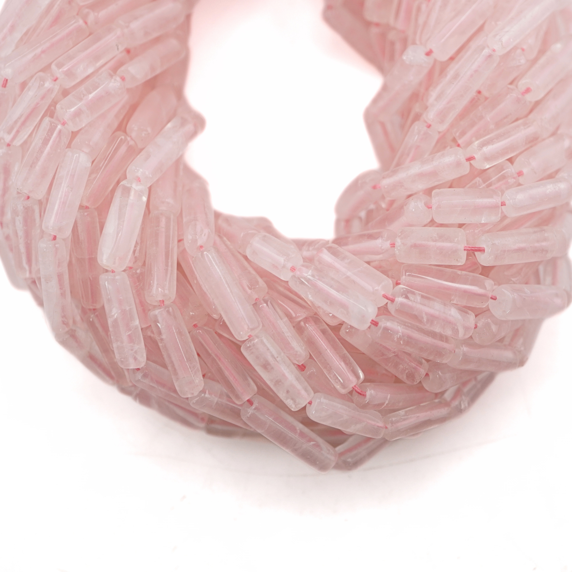 Rose Quartz Smooth Rectangle Shape Gemstone Strand Beads