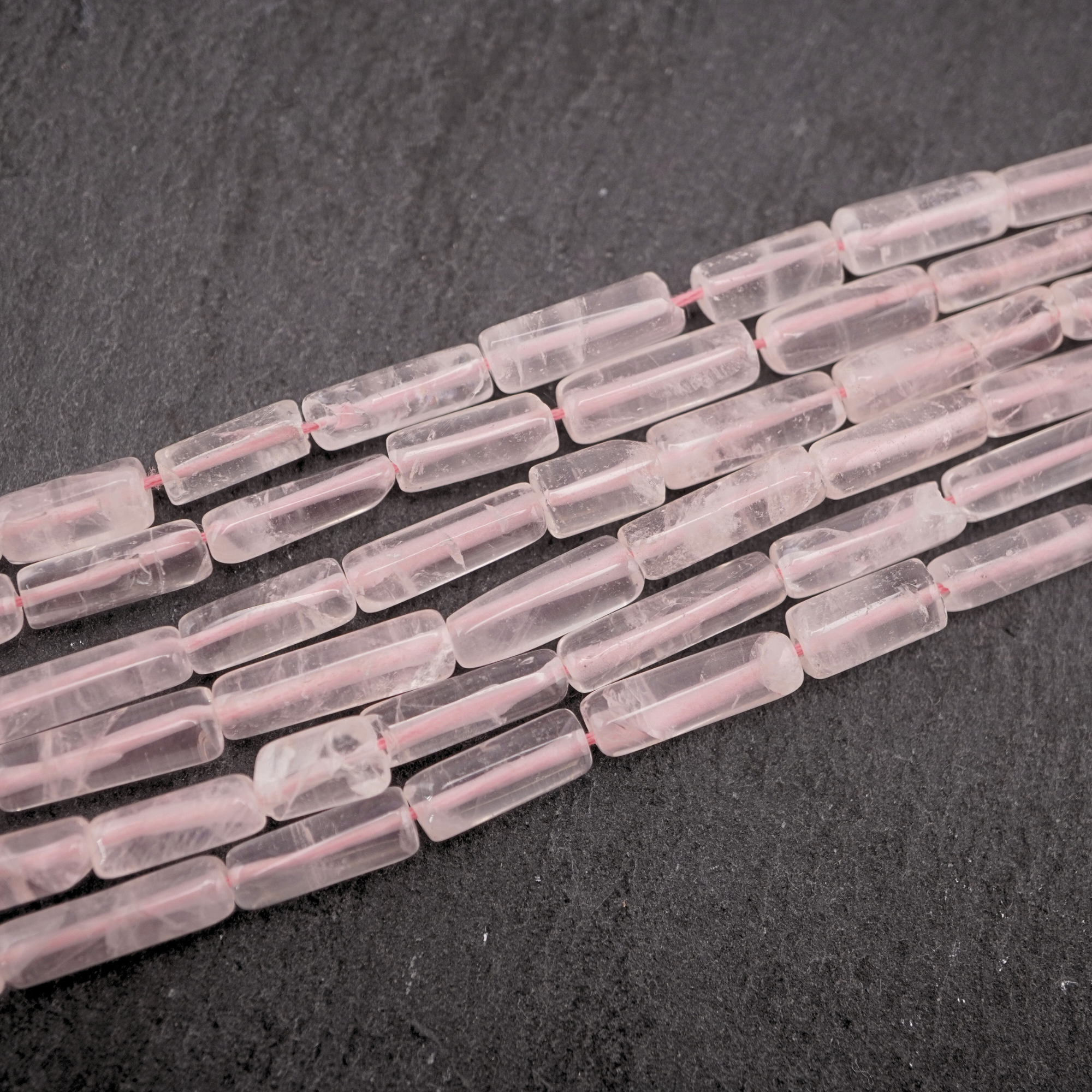 Rose Quartz Smooth Rectangle Shape Gemstone Strand Beads
