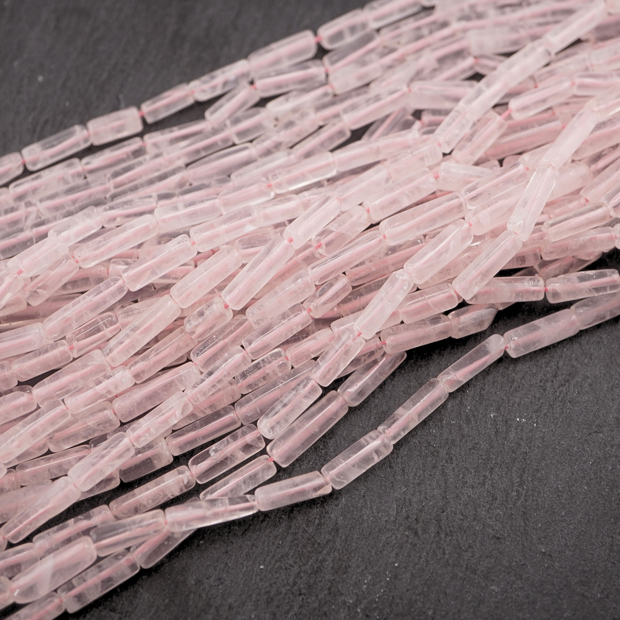 Rose Quartz Smooth Rectangle Shape Gemstone Strand Beads