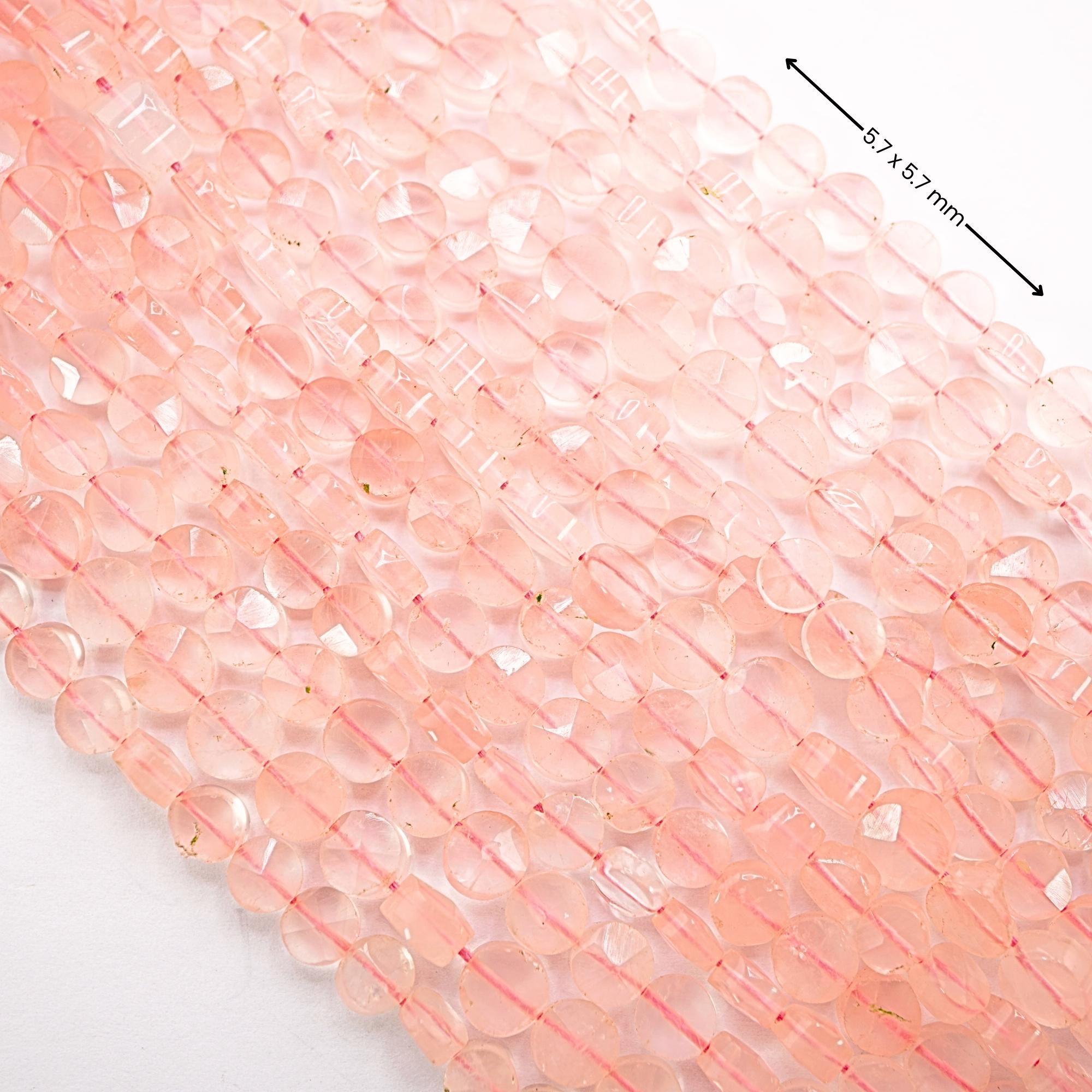 Rose Quartz Smooth Coin Shape Gemstone Strand Beads