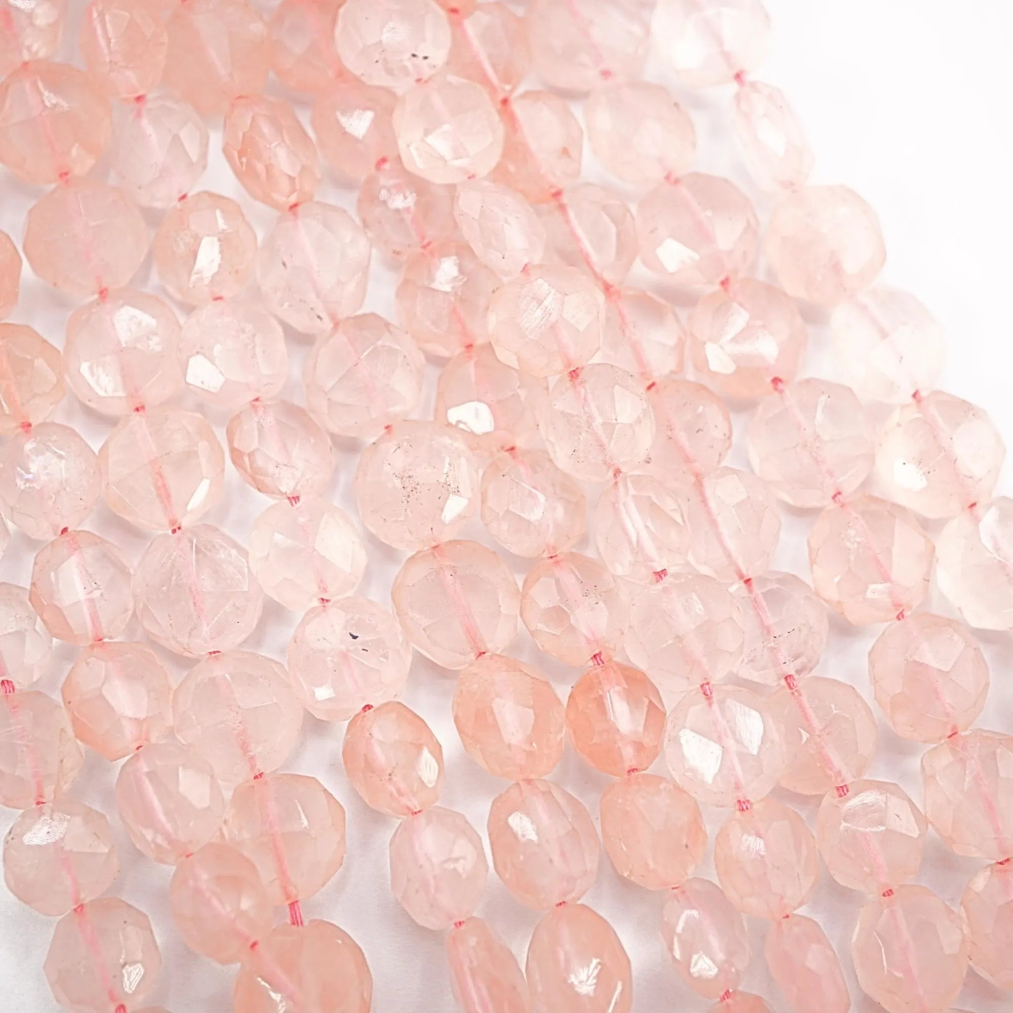 Rose Quartz Smooth Coin Shape Gemstone Strand Beads