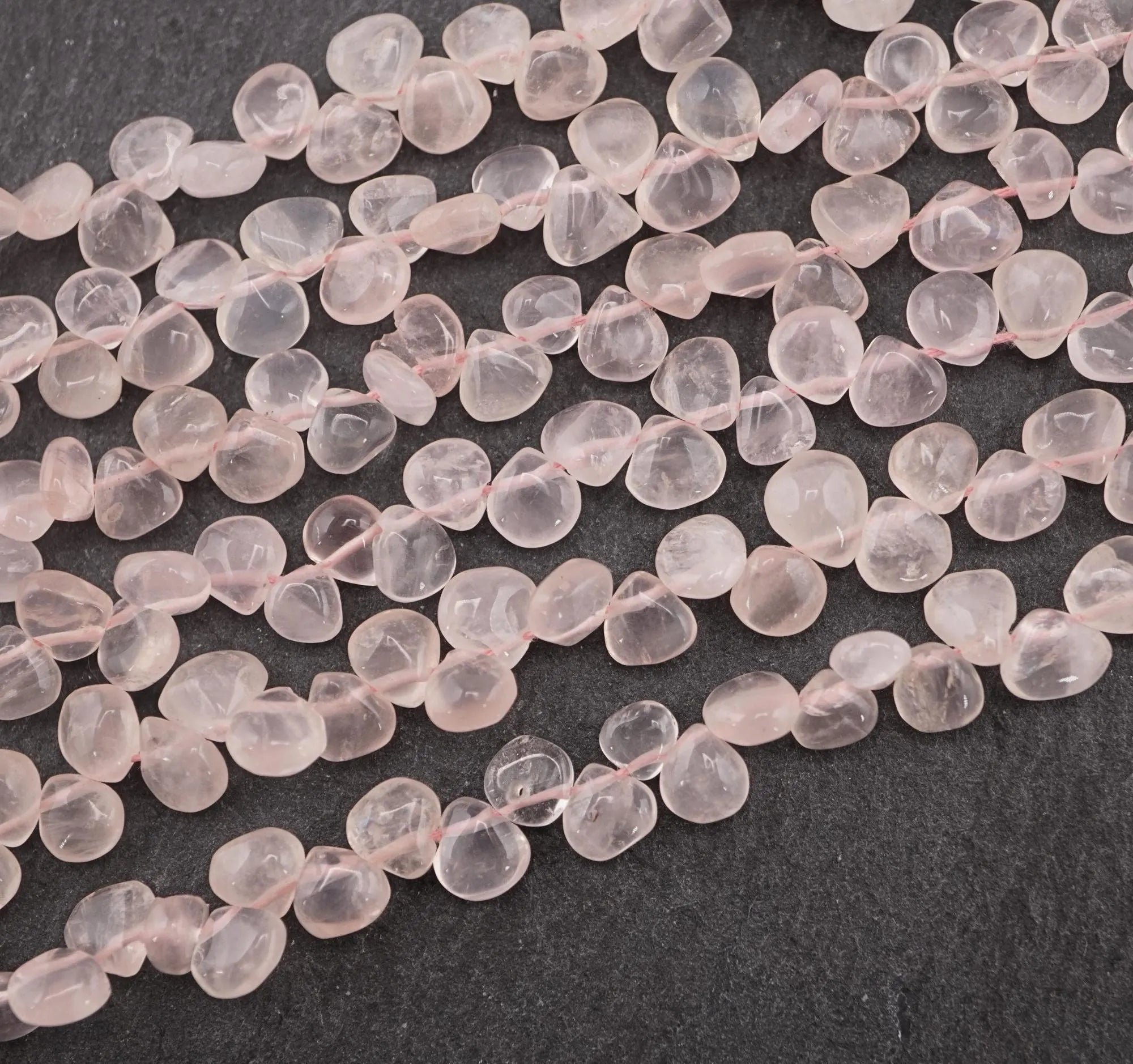 Rose Quartz Smooth Pear Shape Gemstone Strand Beads