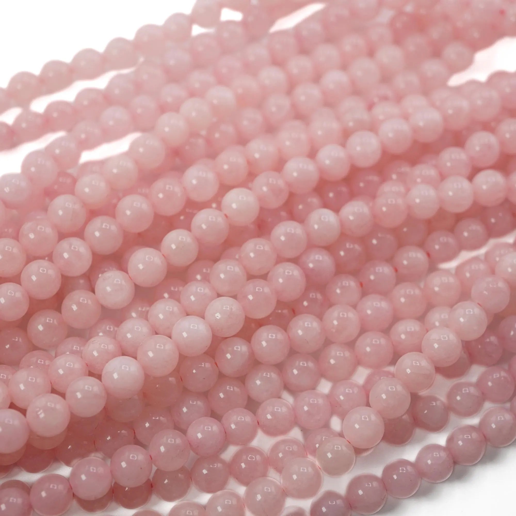 Rose Quartz Smooth Round Shape Gemstone Strand Beads