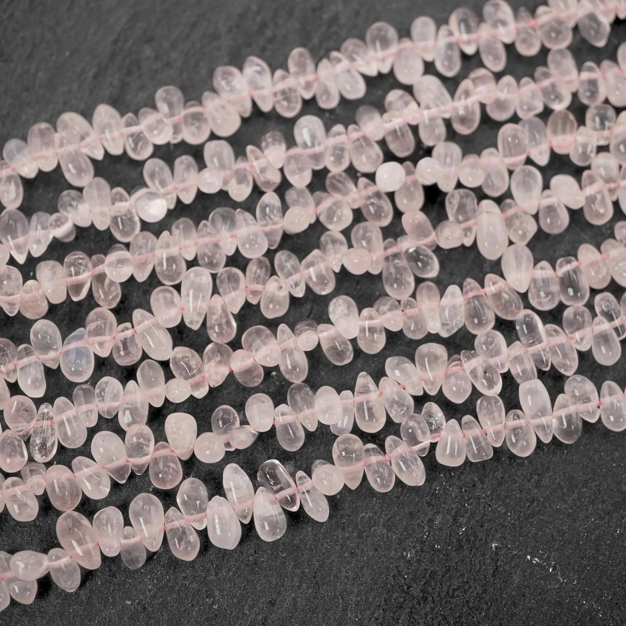 Rose Quartz Smooth Teardrop Shape Gemstone Strand Beads