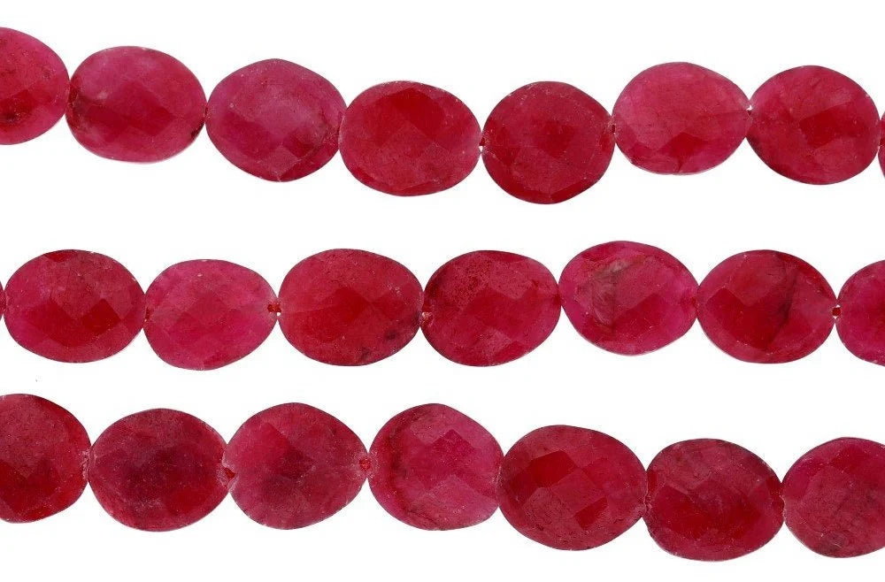 Ruby Faceted Flat Nugget Shape Gemstone Strand Beads