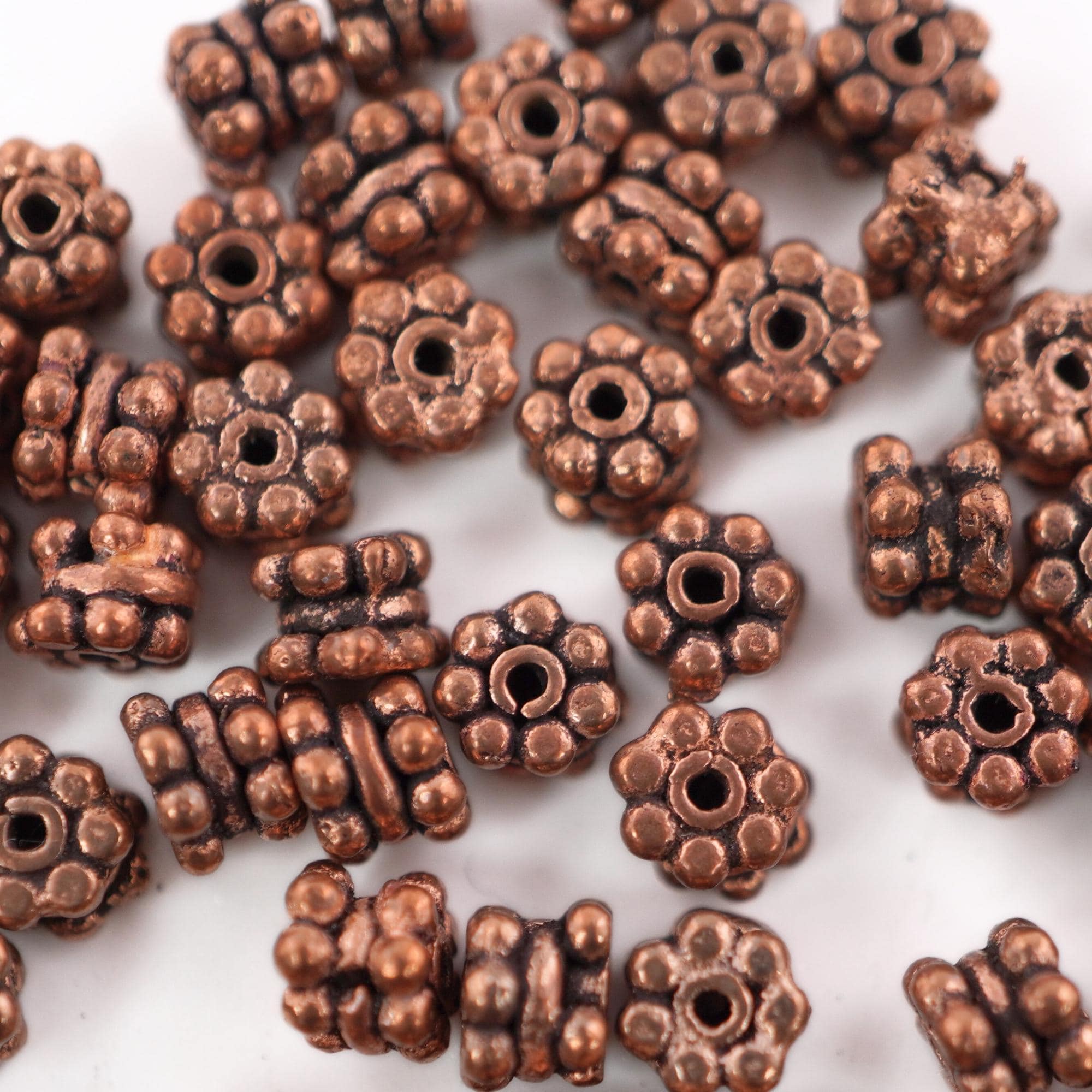 Rustic copper spacer beads 55 pcs