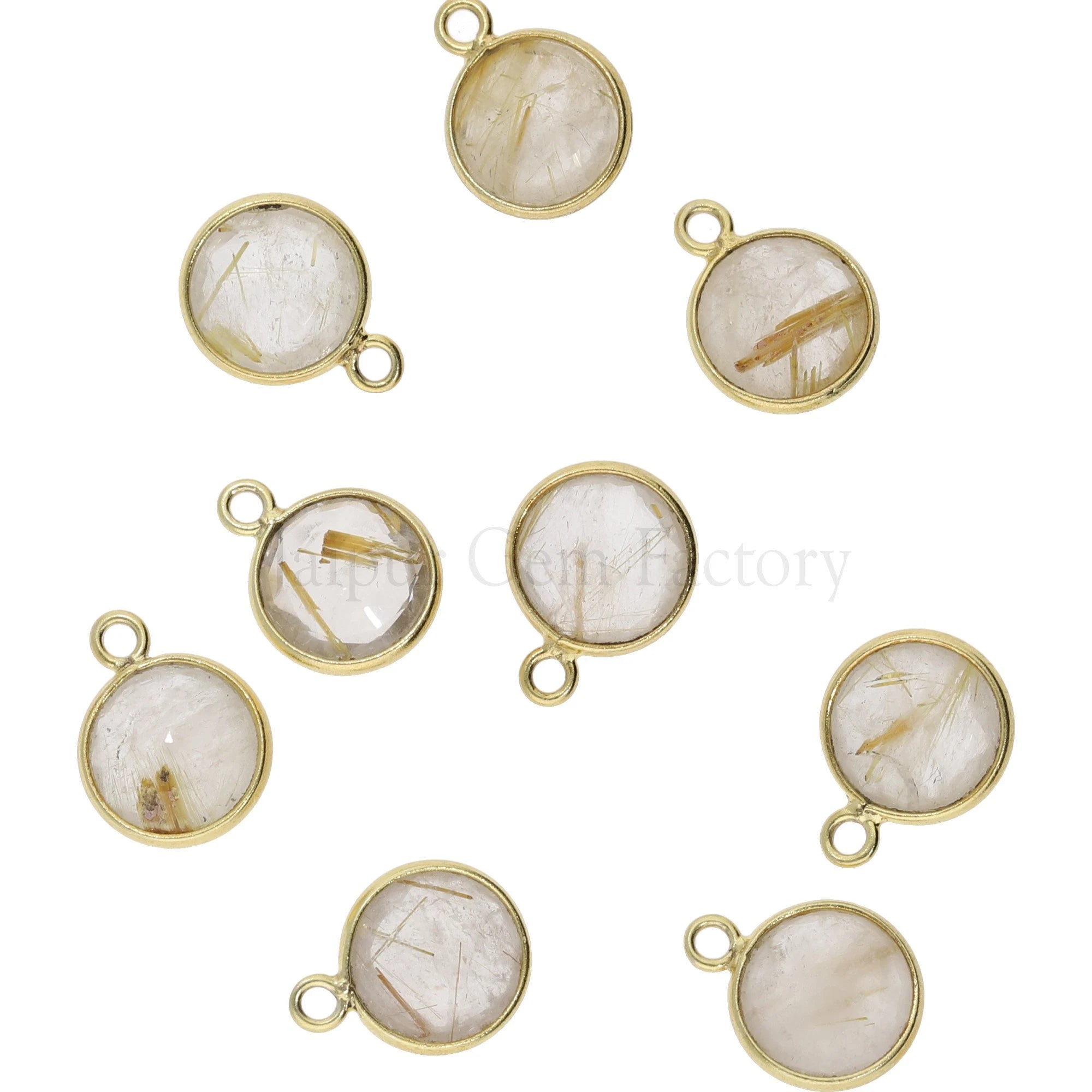 Rutilated Quartz Coin Shape Bezel