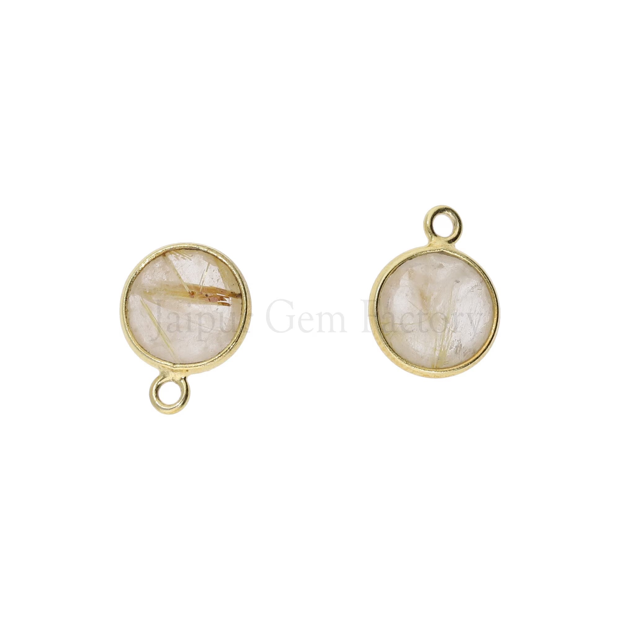 Rutilated Quartz Coin Shape Bezel