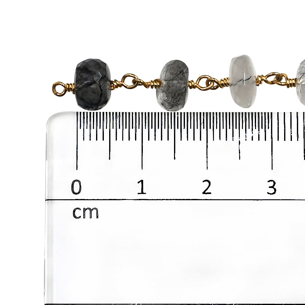 Rutilated quartz wire-wrapped jewelry chain