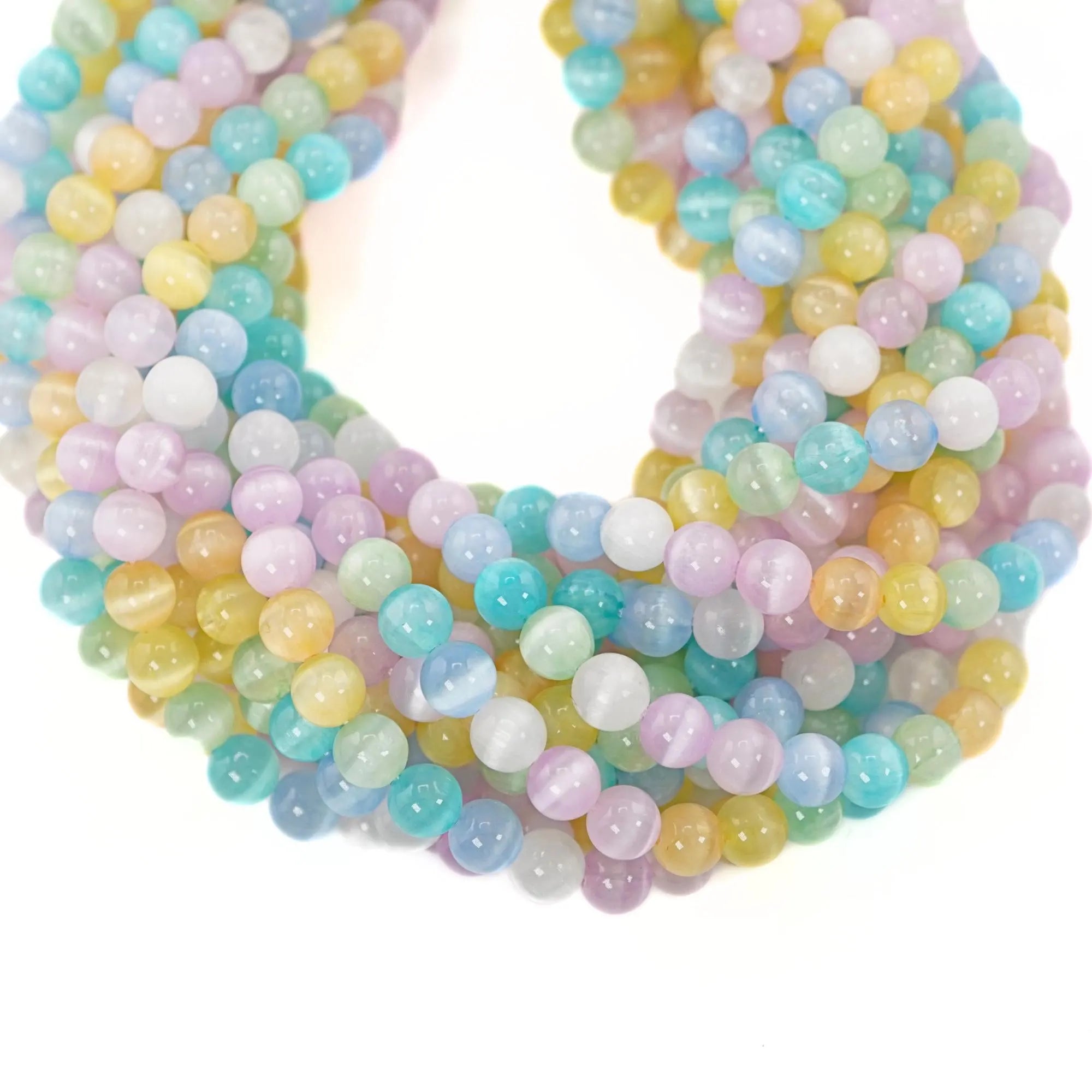 Selenite Smooth Round Shape Gemstone Beads For Jewelry Making