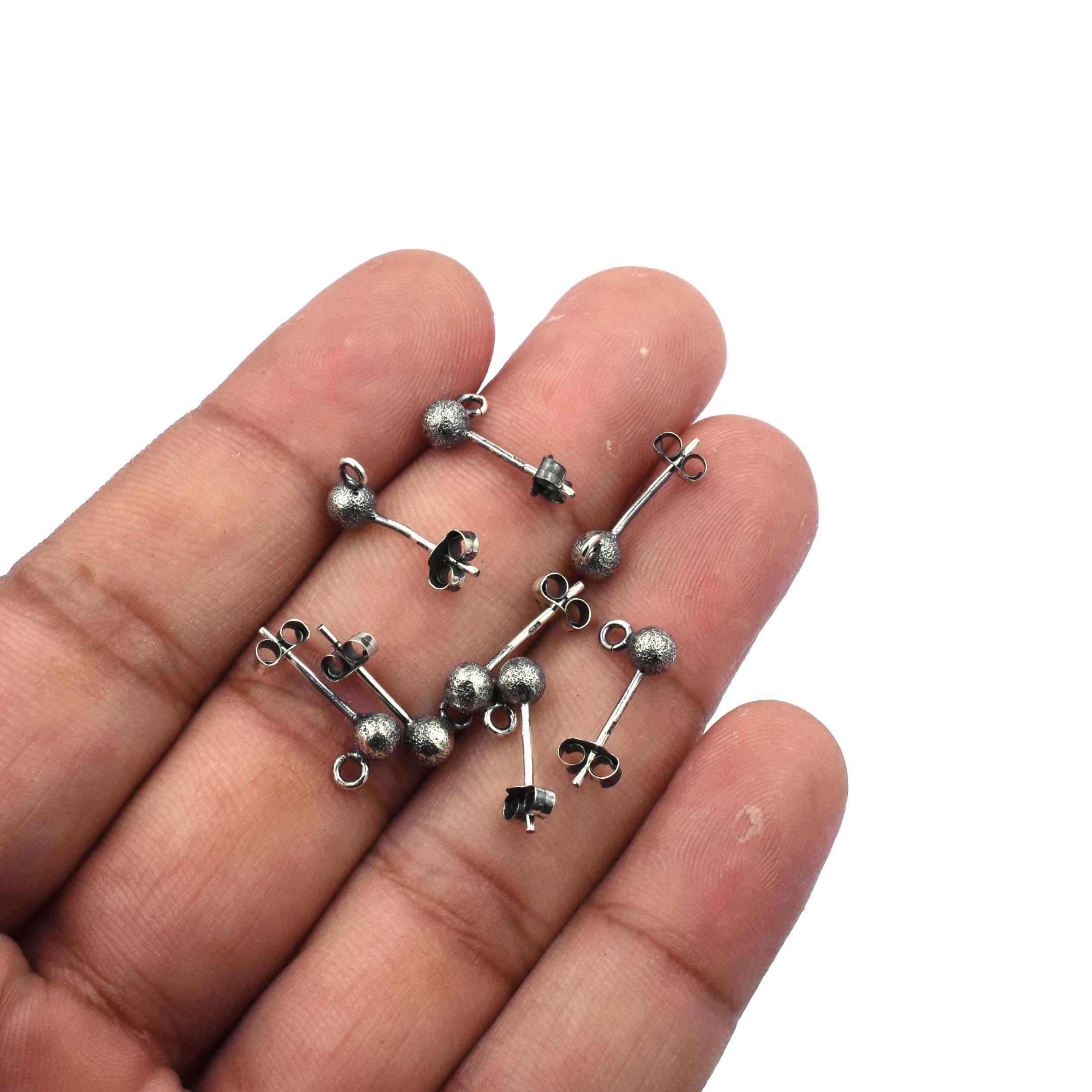 Silver Earring Posts with Open Loop for DIY Jewelry