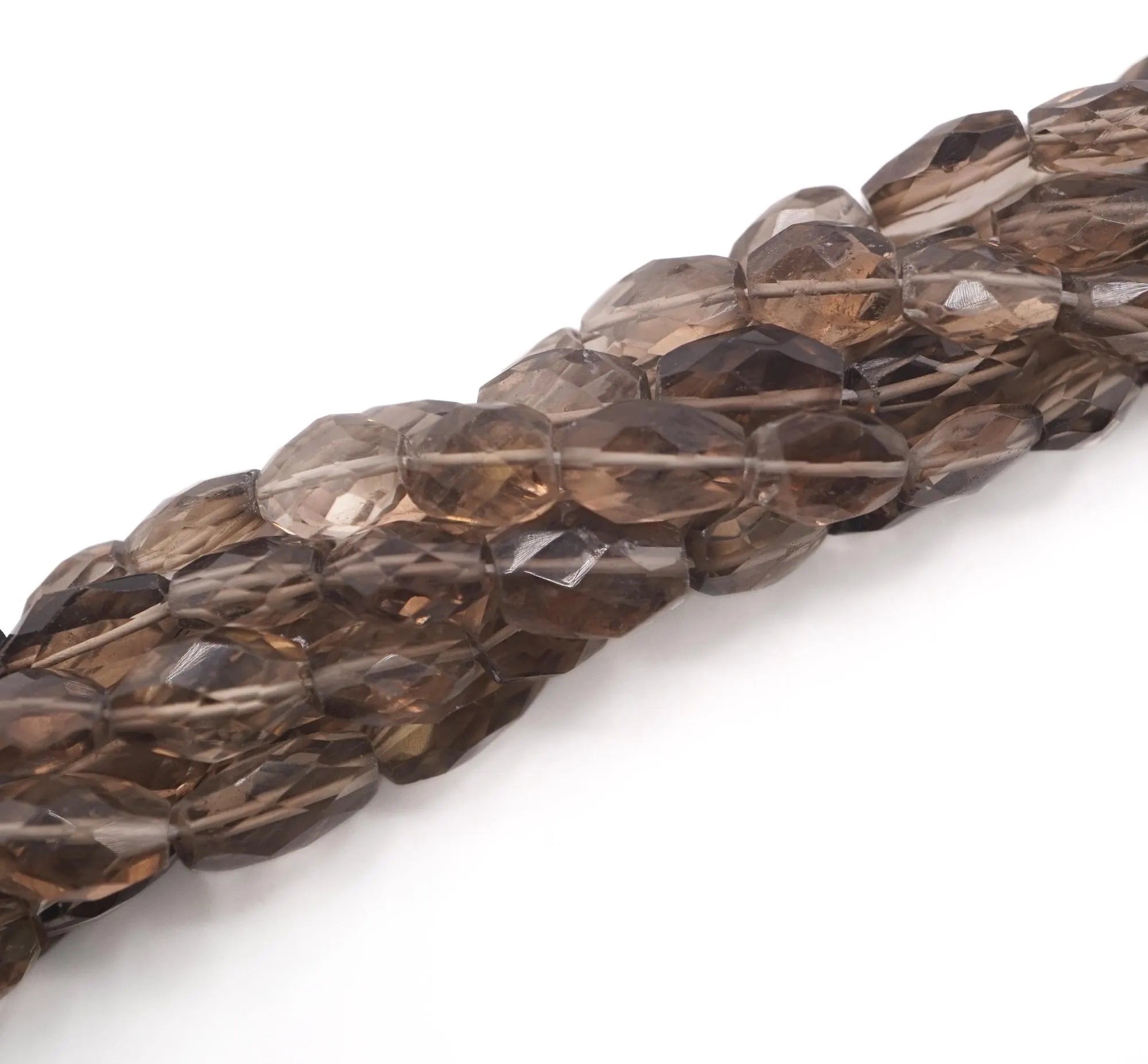 Smokey Quartz Faceted Oval Shape Gemstone Strand Beads