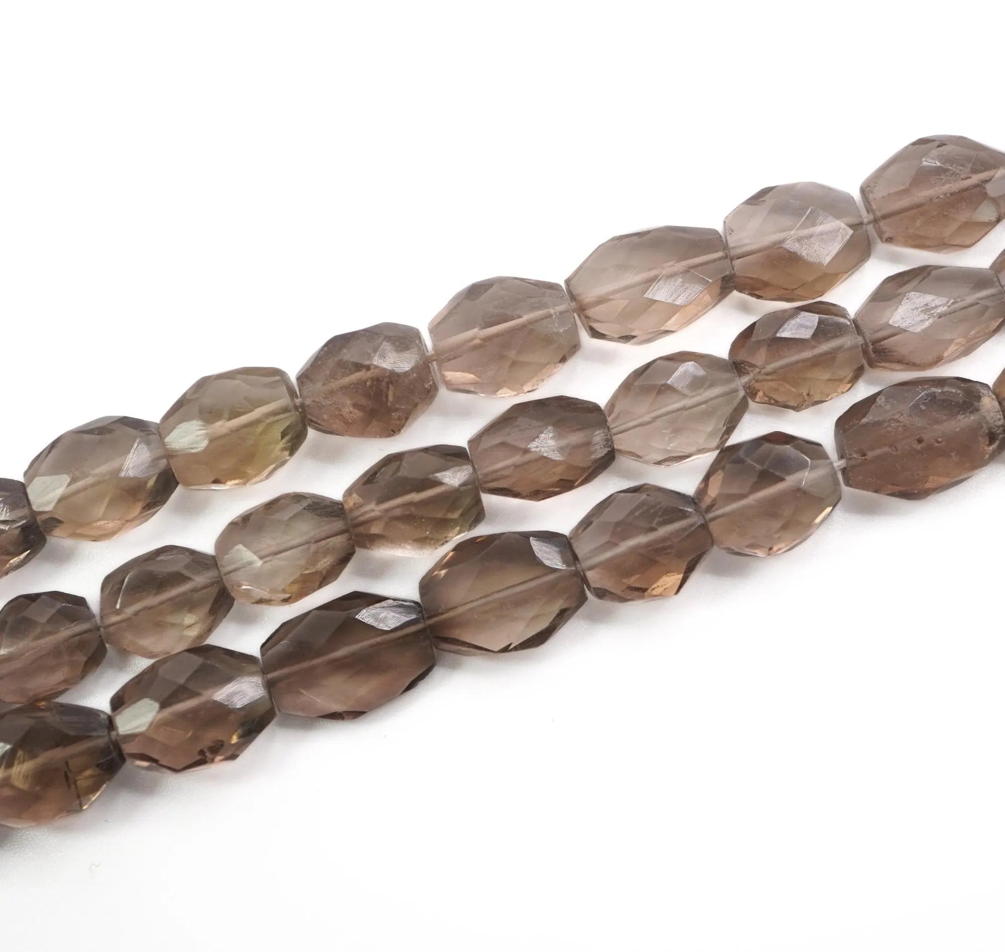 Smokey Quartz Faceted Oval Shape Gemstone Strand Beads