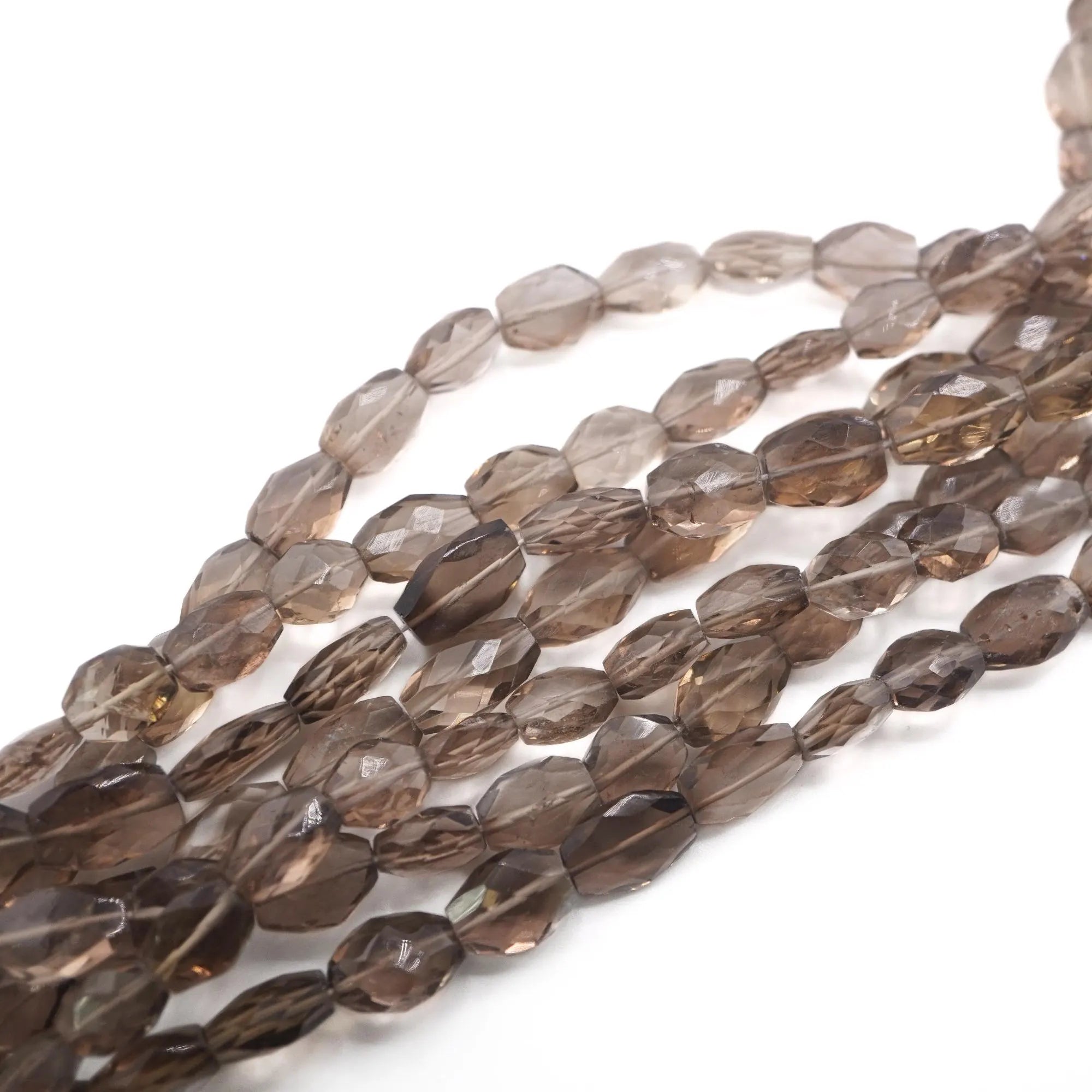 Smokey Quartz Faceted Oval Shape Gemstone Strand Beads