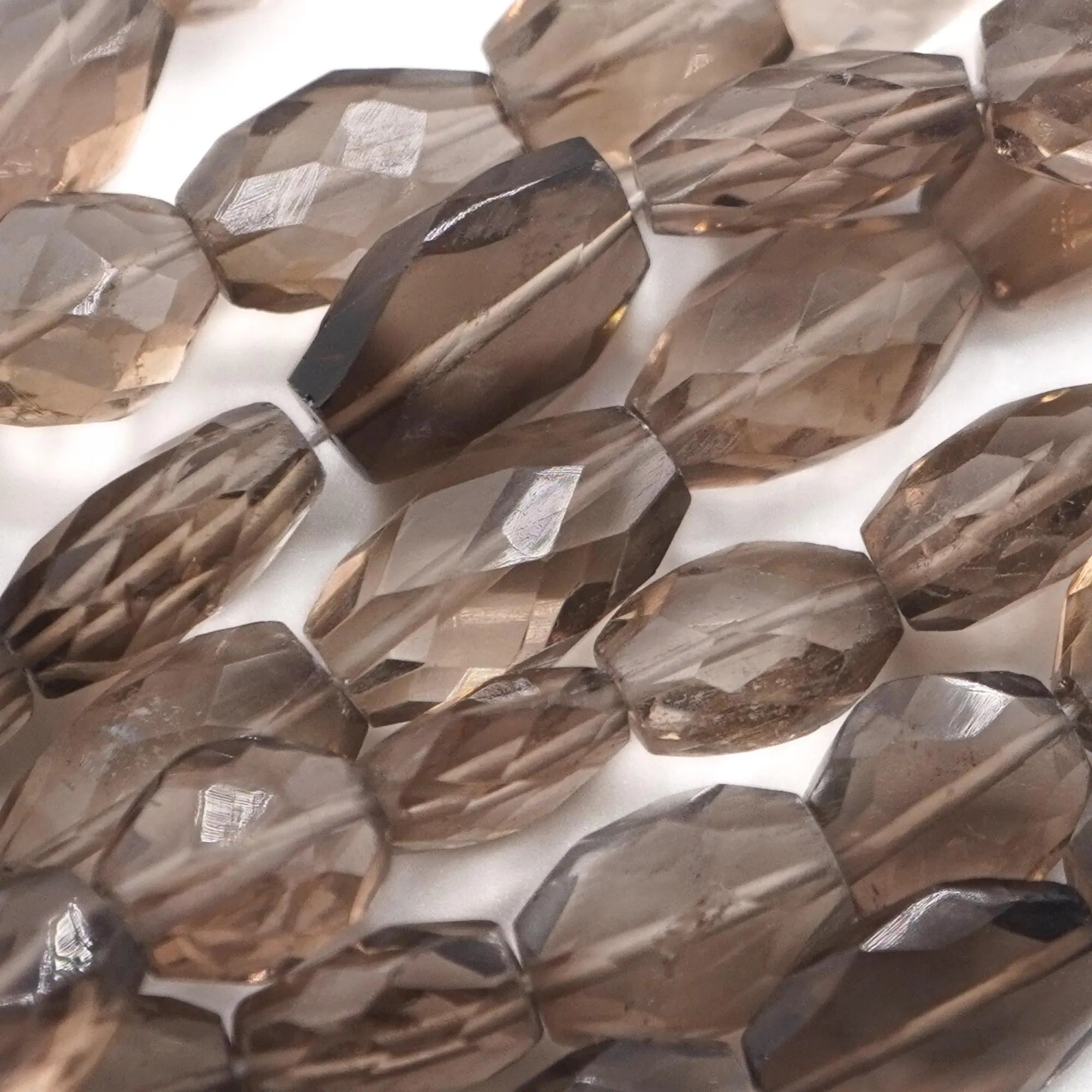 Smokey Quartz Faceted Oval Shape Gemstone Strand Beads
