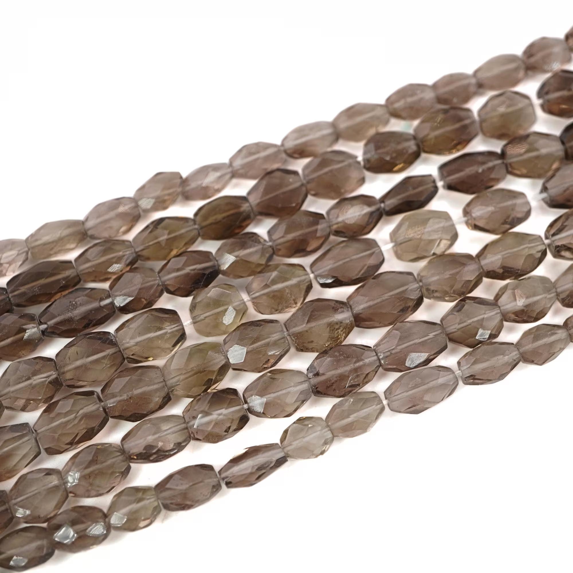 Smokey Quartz Faceted Oval Shape Gemstone Strand Beads