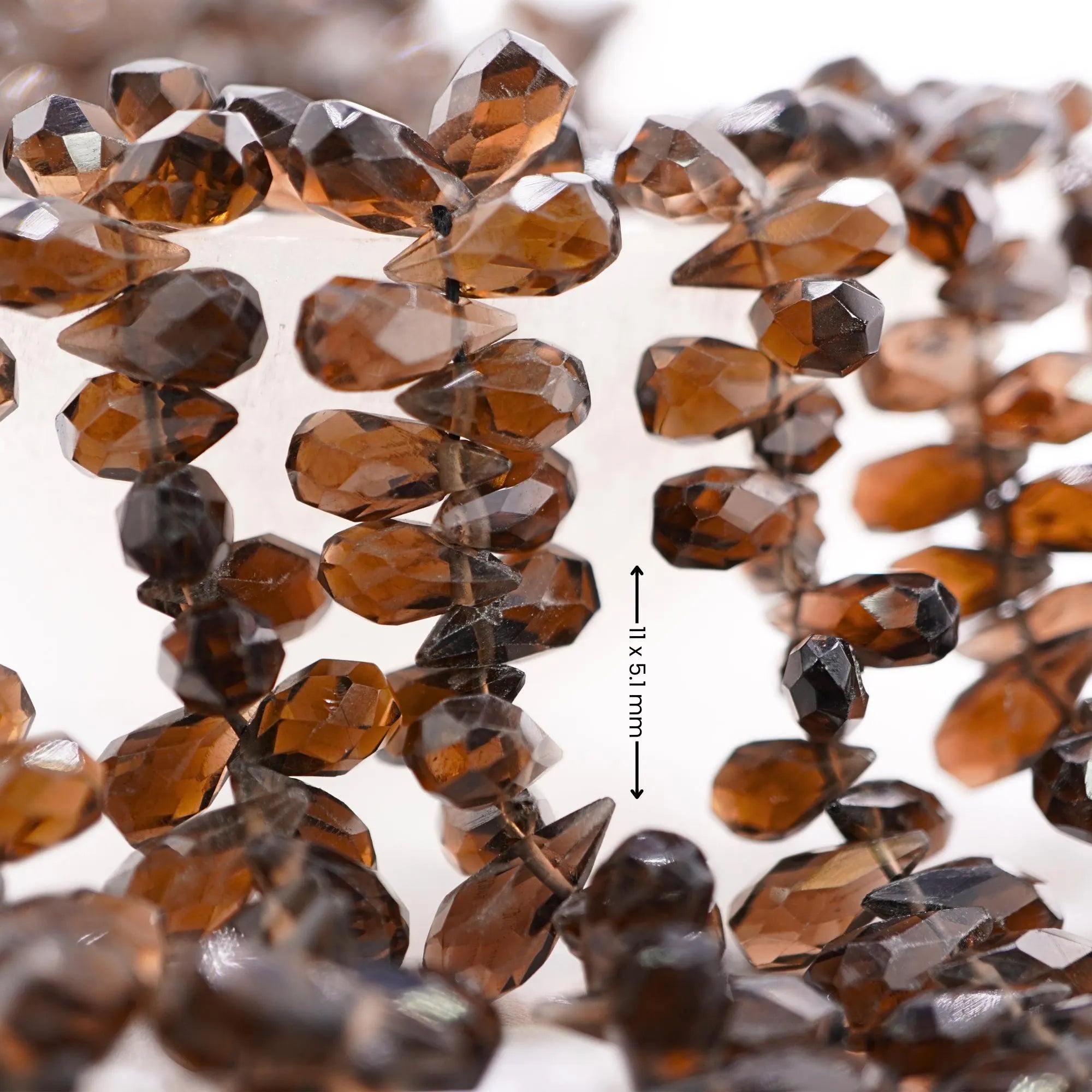 Smokey Quartz Faceted Teardrop Shape Gemstone Strand Beads