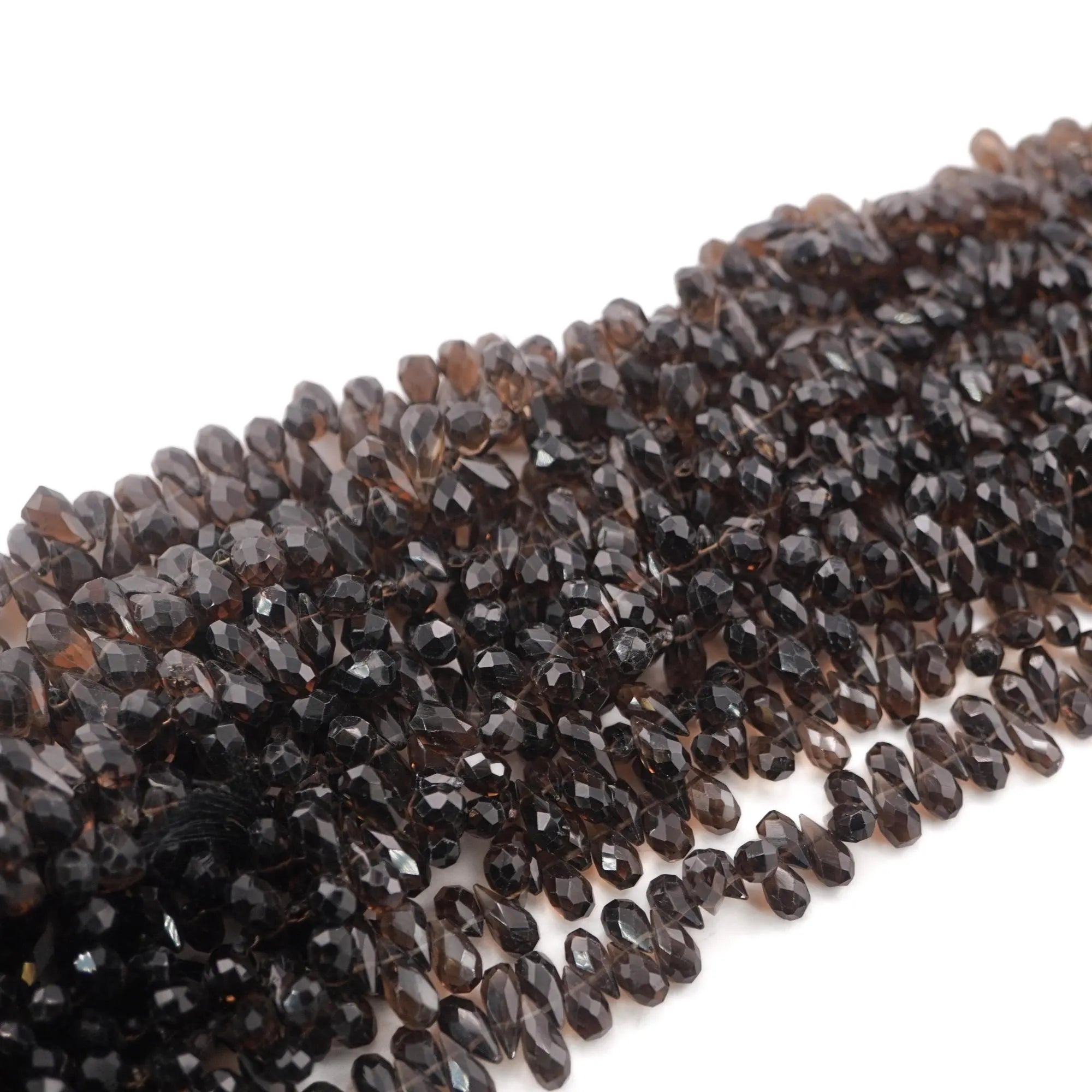 Smokey Quartz Faceted Teardrop Shape Gemstone Strand Beads