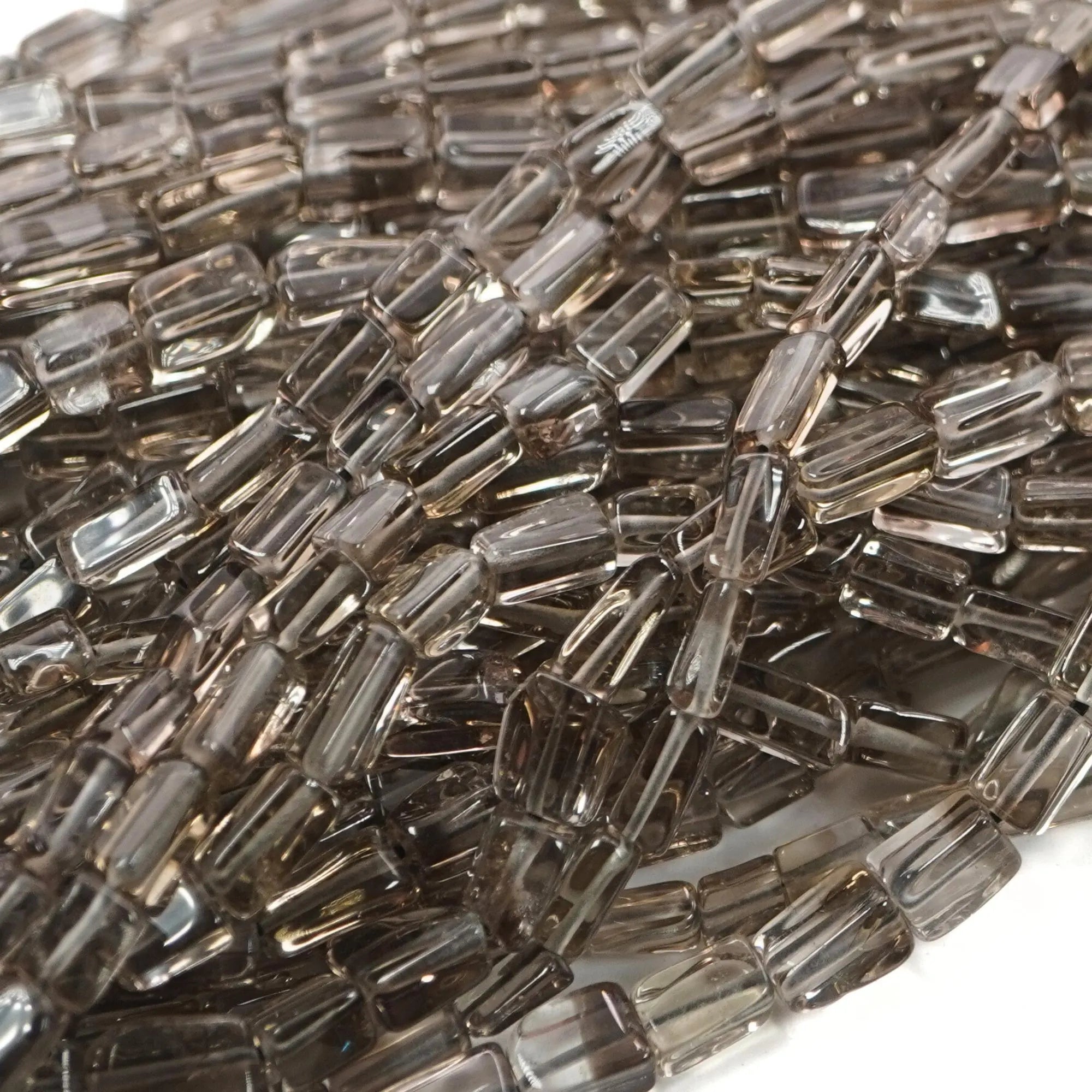 Smokey Quartz Smooth Rectangle Shape Gemstone Strand Beads