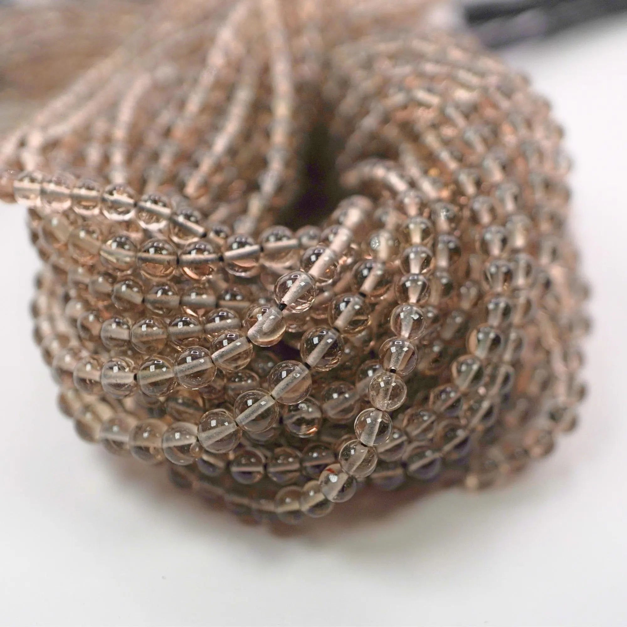 Smokey Quartz Smooth Round Shape Gemstone Strand Beads