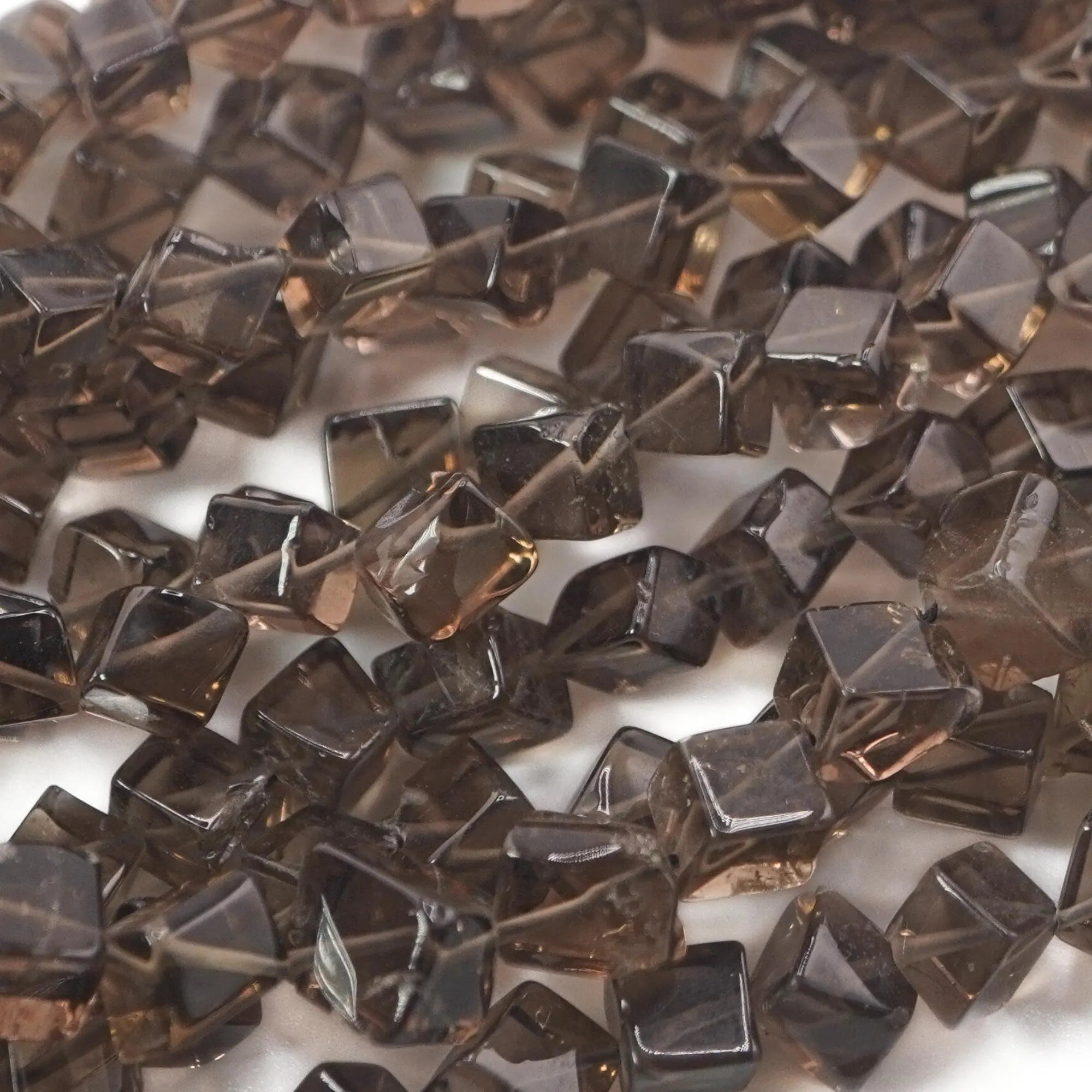 Smokey Quartz Smooth Square Shape Gemstone Strand Beads