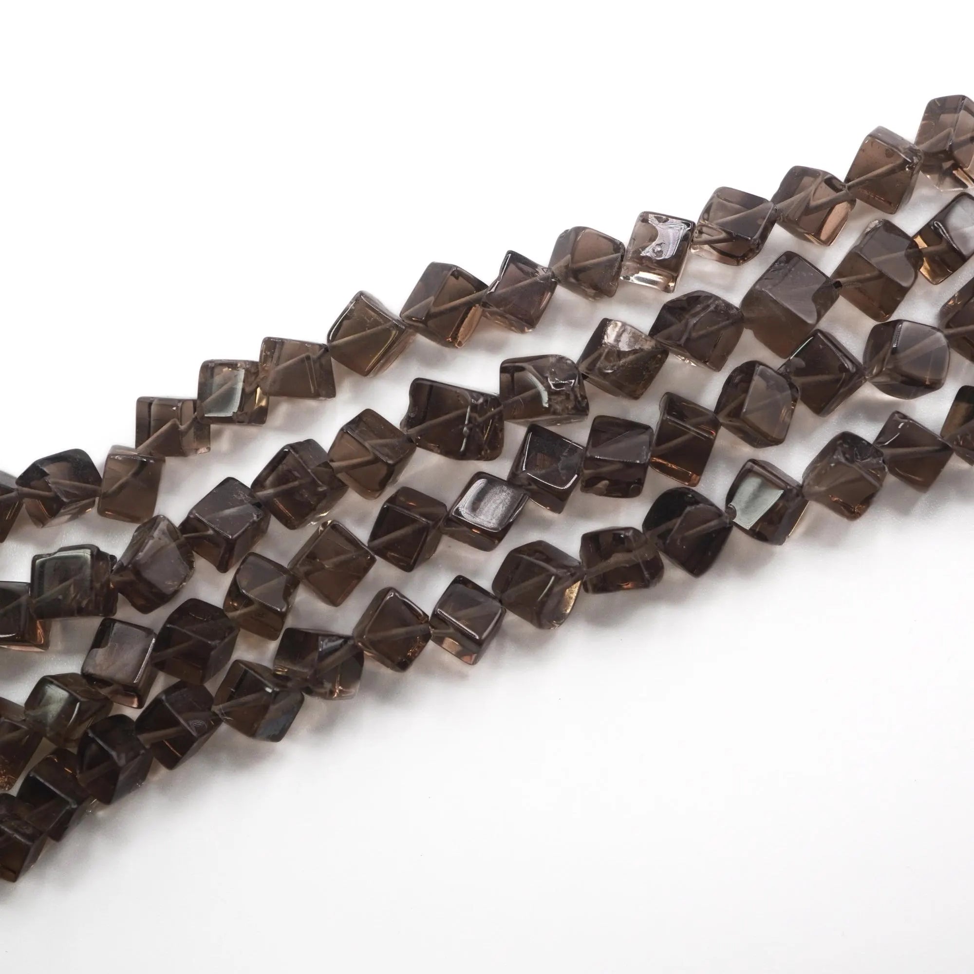 Smokey Quartz Smooth Square Shape Gemstone Strand Beads