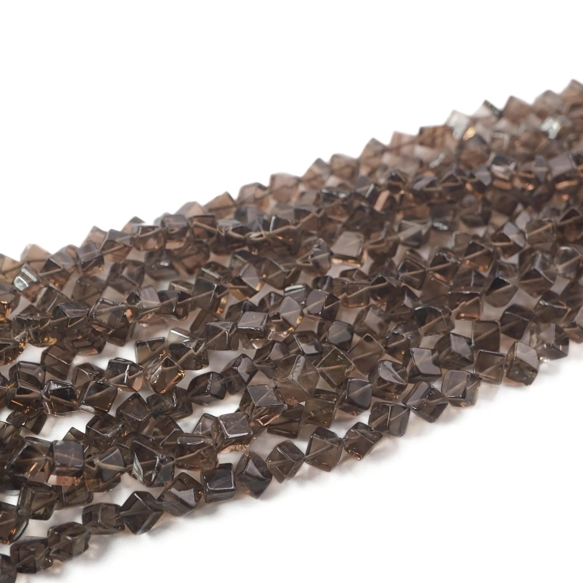 Smokey Quartz Smooth Square Shape Gemstone Strand Beads