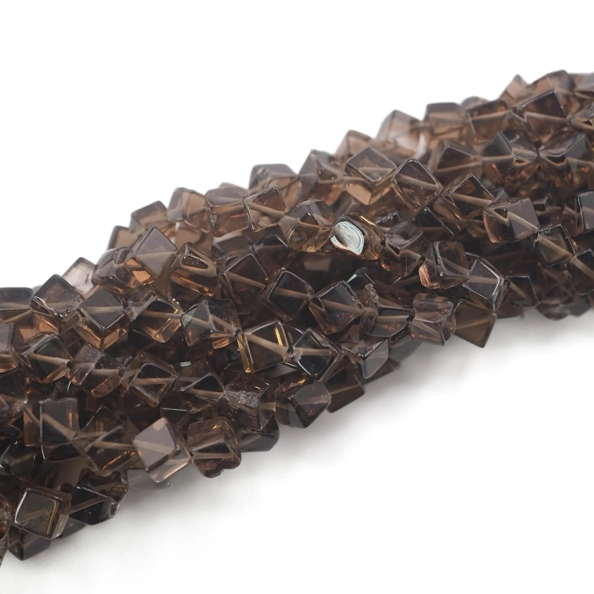 Smokey Quartz Smooth Square Shape Gemstone Strand Beads