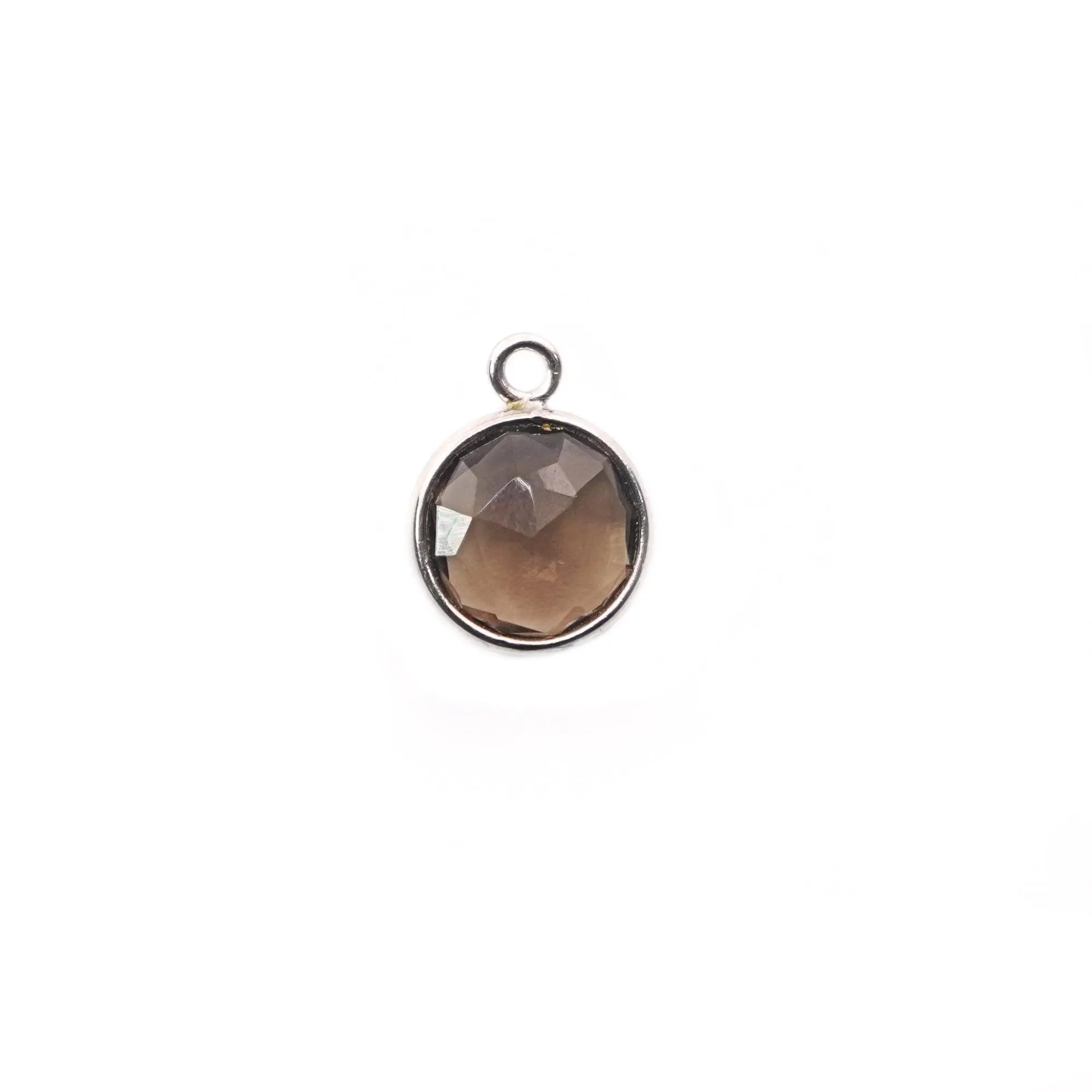 Smoky Quartz Silver Bezel Charm Pendant